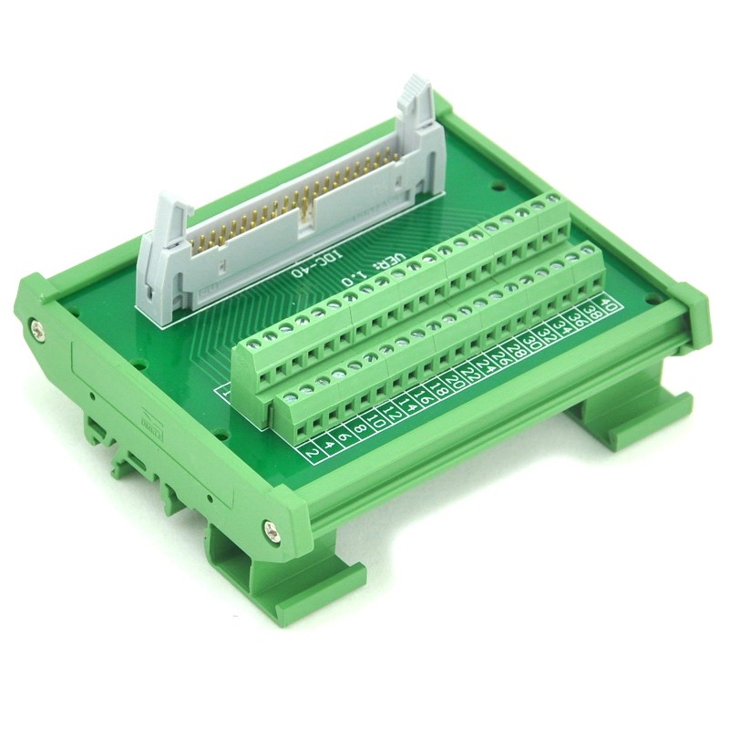 ELECTRONICS-SALON IDC-40 DIN Rail Mounted Interface Module, Breakout Board, Terminal Block.