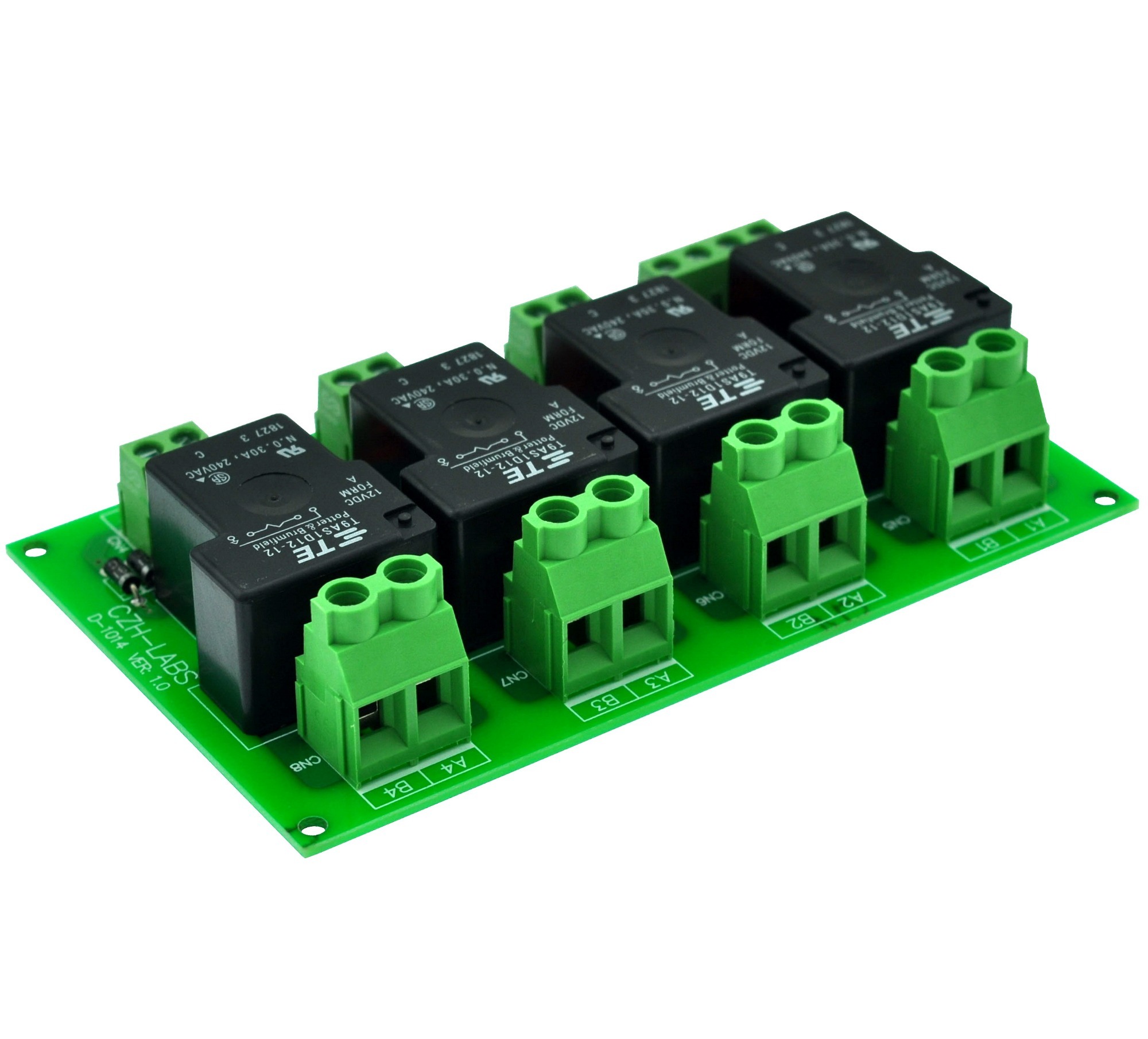 CZH-Labs 12V Passive 4 SPST-NO 30Amp Power Relay Module Board.