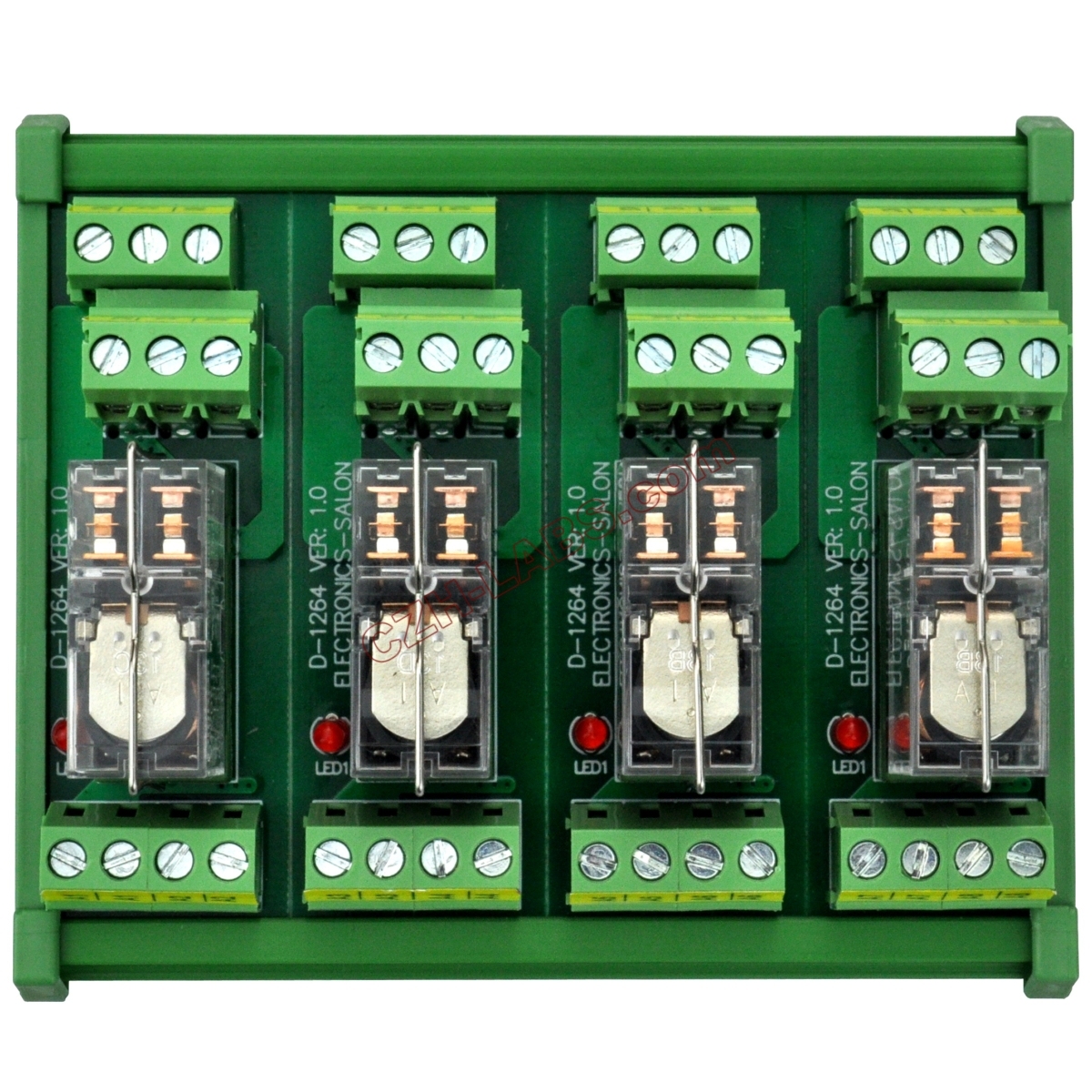 DIN Rail Mount AC/DC 12V Control 4 DPDT 5Amp Pluggable Power Relay Interface Module.