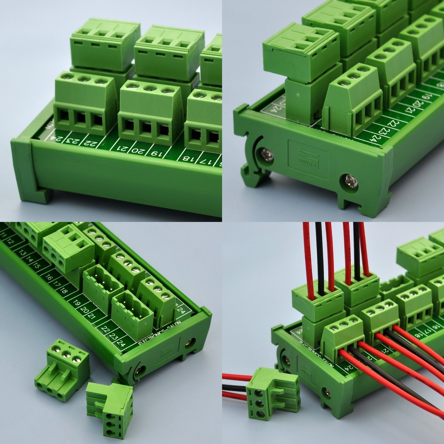 ELECTRONICS-SALON DIN Rail Mount Pluggable Top Wiring 8x3 Pole 10A/300V Terminal Block Module.