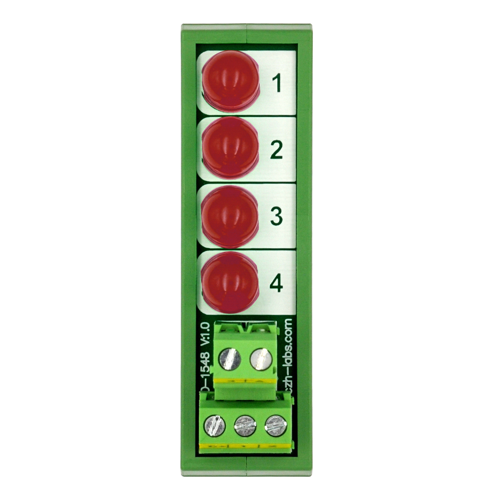 DIN Rail Mount DC 5-32V Common Positive 4 Red 10mm LED Indicator Light Module