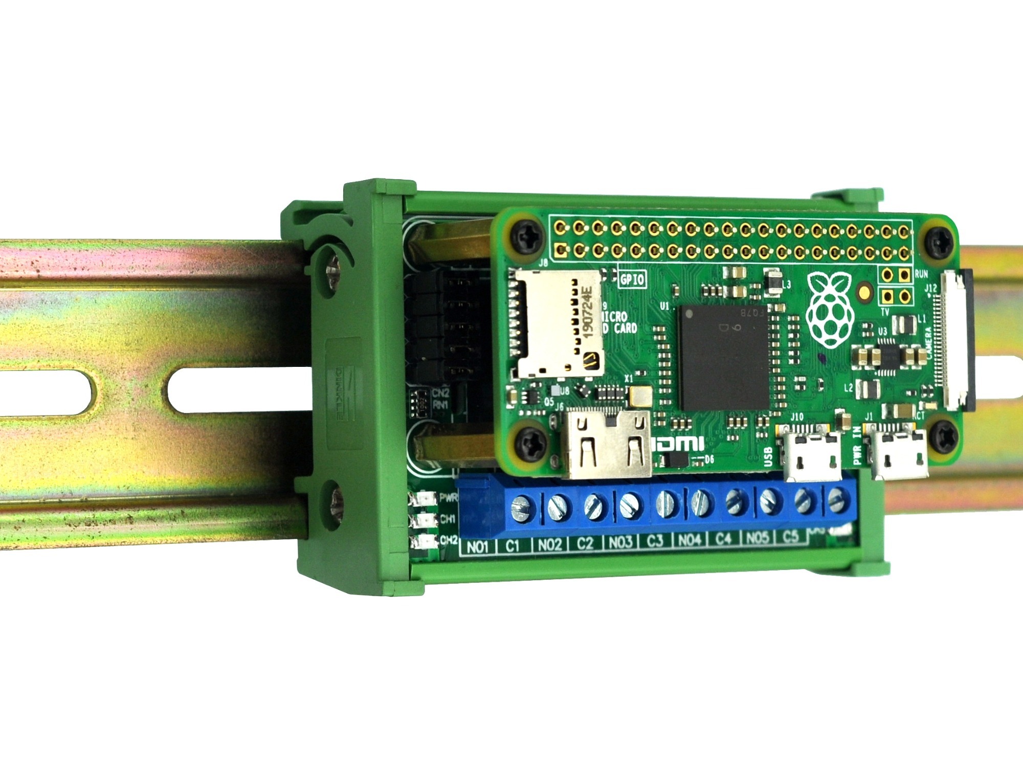 DIN Rail Mount 5 SPST-NO RPi IoT Power Relay Module for Raspberry Pi Zero / Zero-W