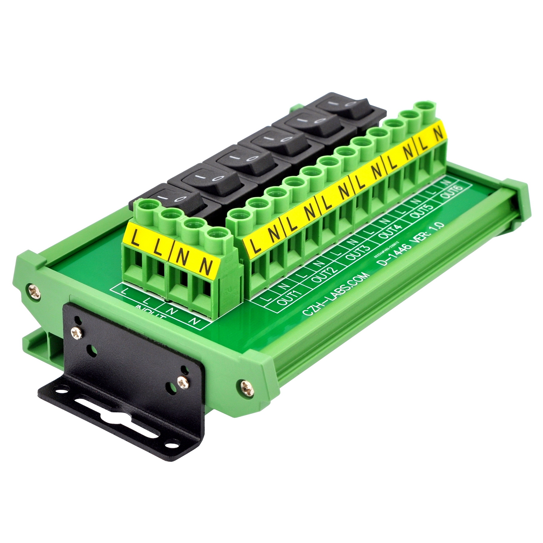 Wall Mount 6 Channel Rocker Switch AC 115V 230V Power Distribution Strip Module