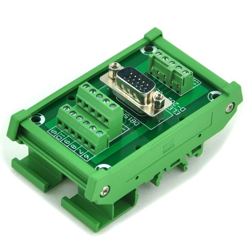 ELECTRONICS-SALON DIN Rail Mount D-SUB DB15HD Male Header Interface Module, DSUB Breakout Board.