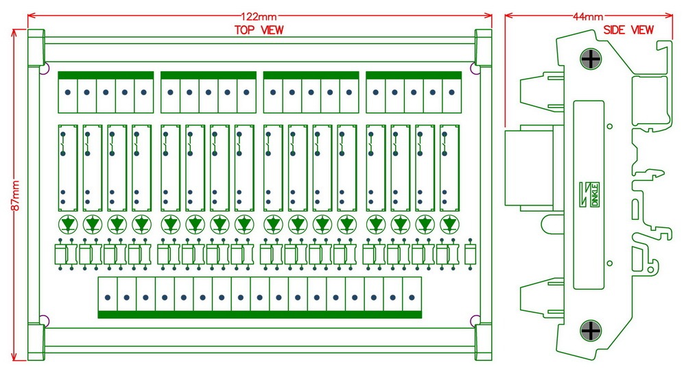 CZH-LABS Slim DIN Rail Mount DC5V Sink/NPN 16 SPST-NO 5A Power Relay Module, APAN3105
