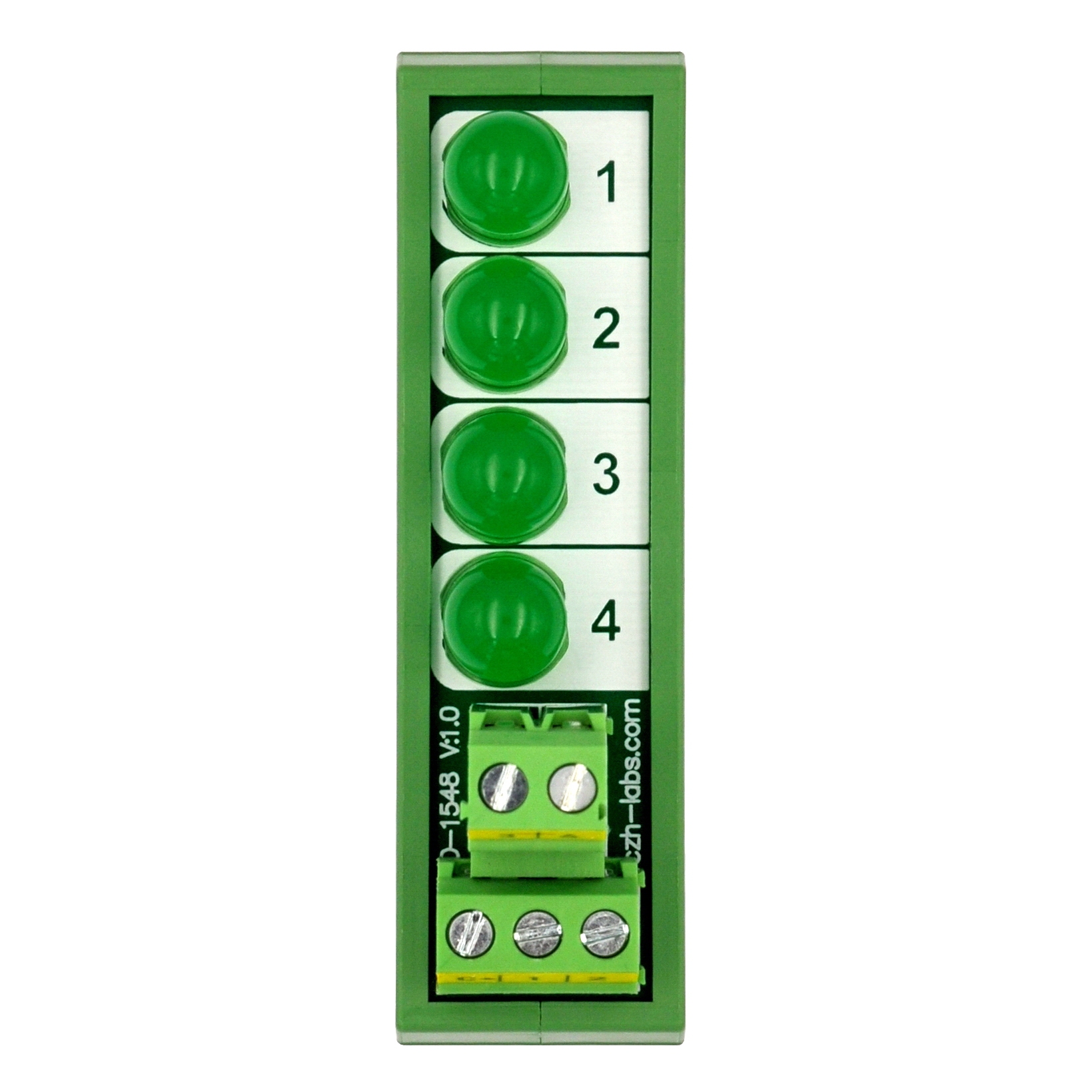 DIN Rail Mount DC 5-32V Common Positive 4 Green 10mm LED Indicator Light Module