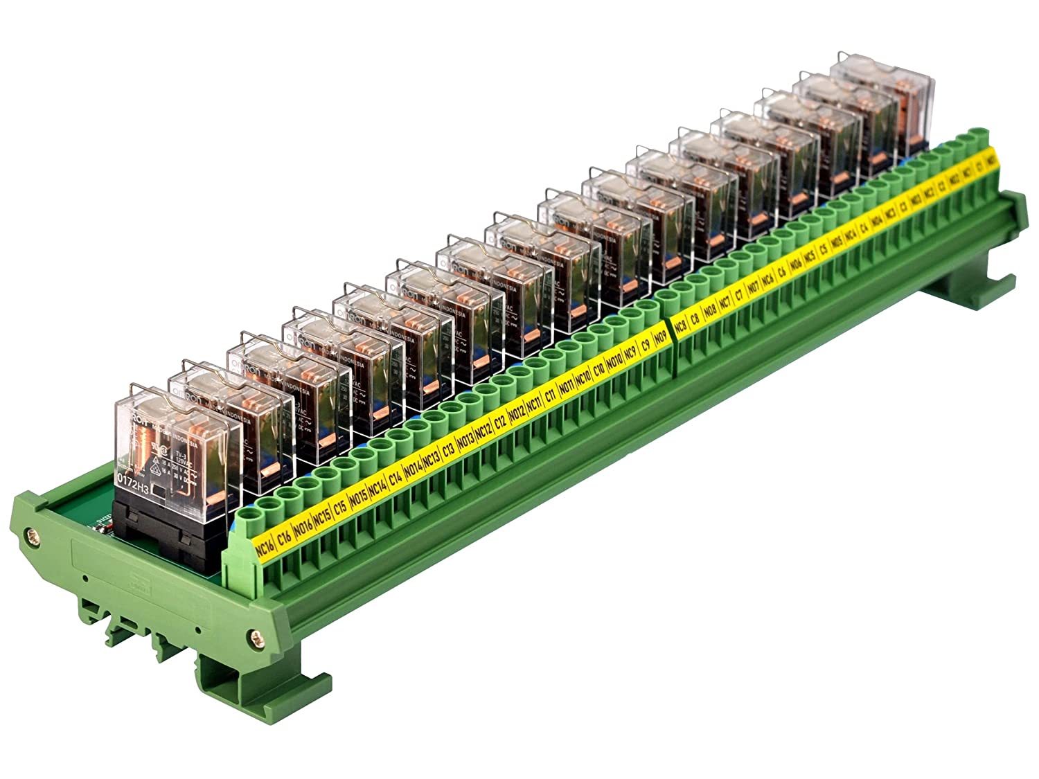 AC/DC 12V Coil 16-SPDT Pluggable Power Relay Module, 16A 250VAC/30VDC