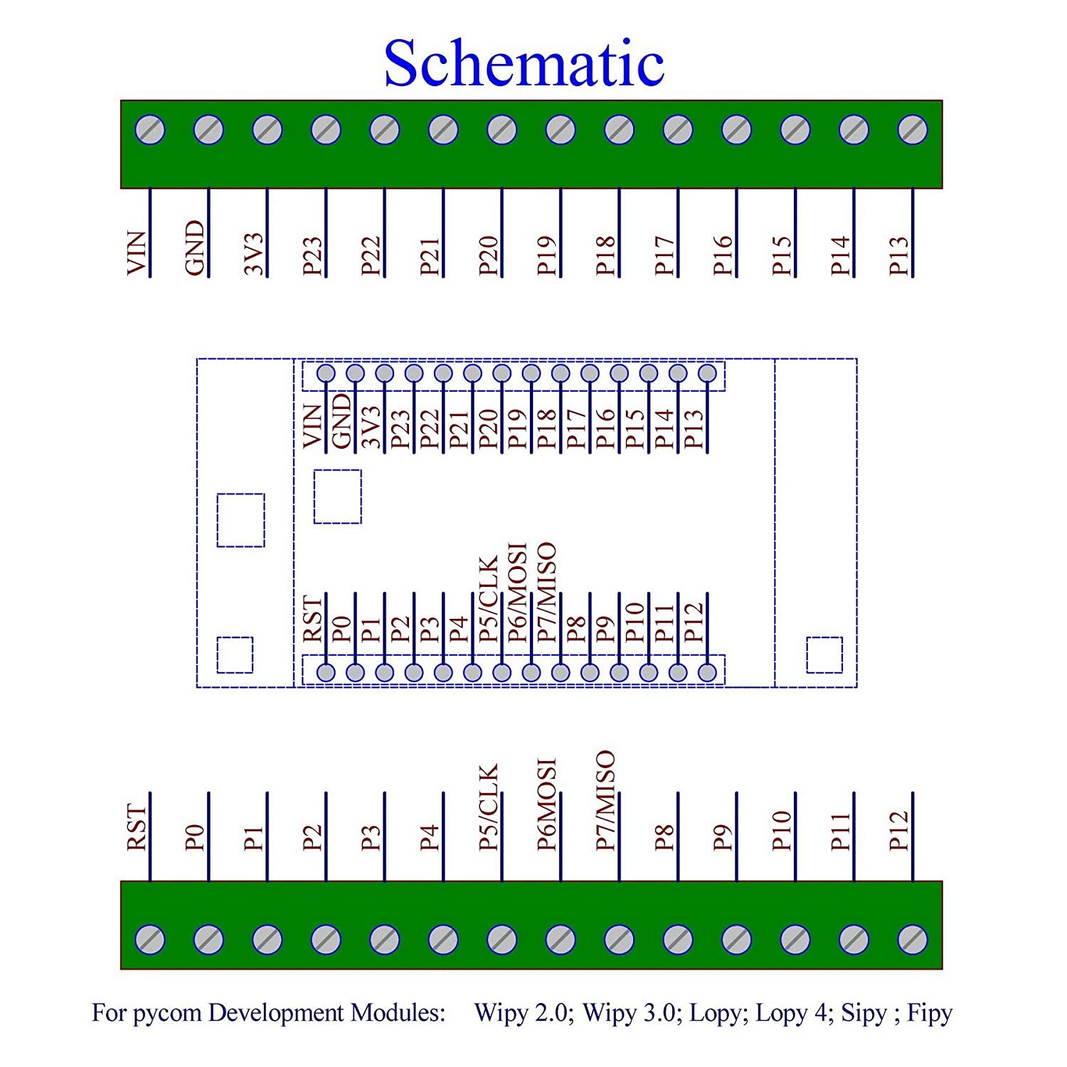 Terminal Block Breakout Board Module for Pycom WiPy LoPy SiPy FiPy (DIN Rail Mount)
