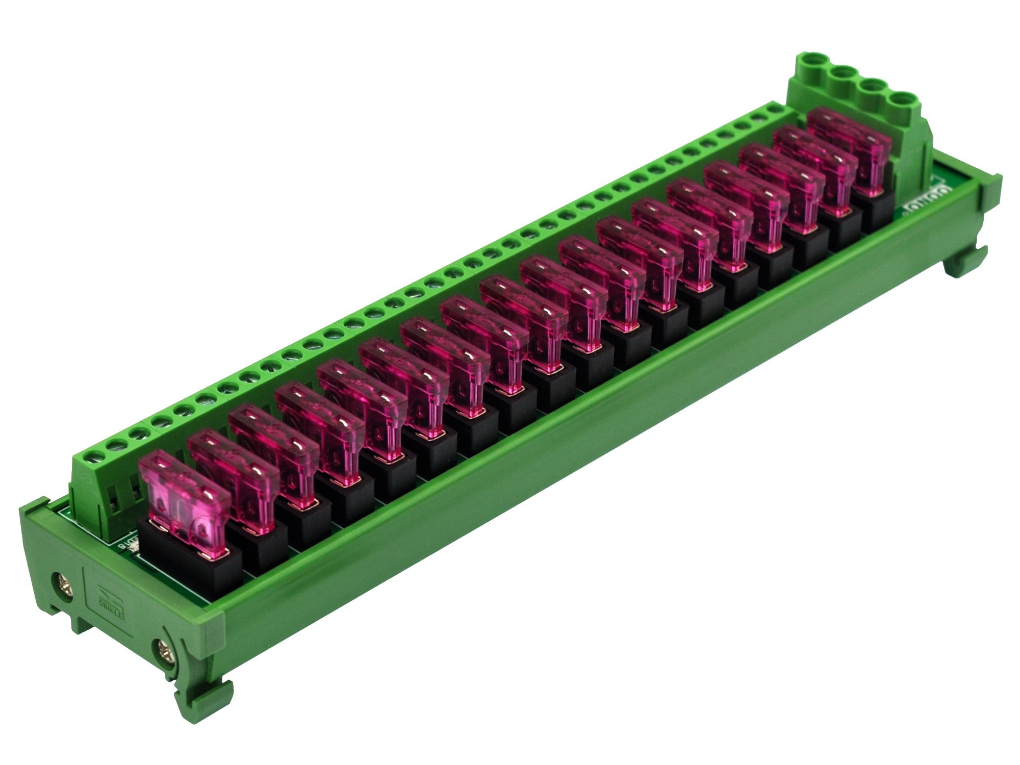 DIN Rail Mount 18 Position DC Power Fuse Distribution Strip Module