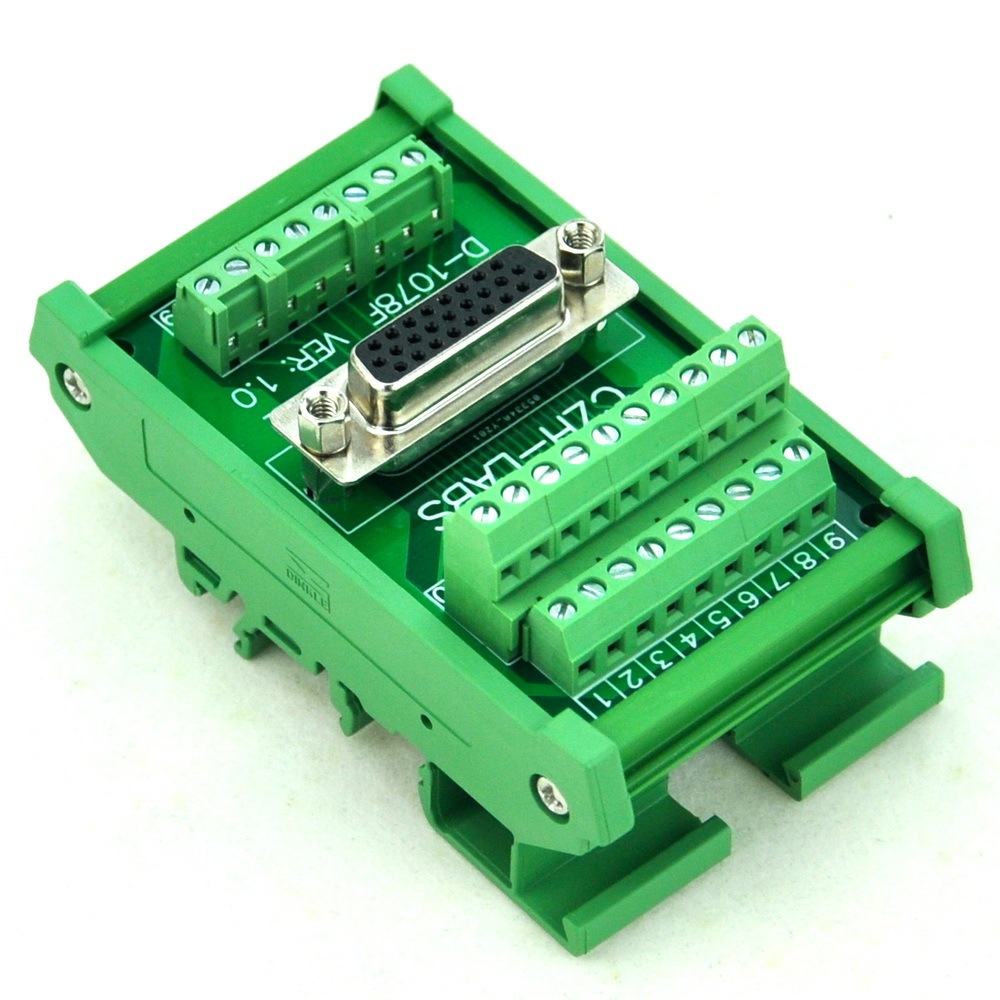 CZH-LABS DIN Rail Mount D-SUB DB26HD Female Header Interface Module, DSUB Breakout Board.