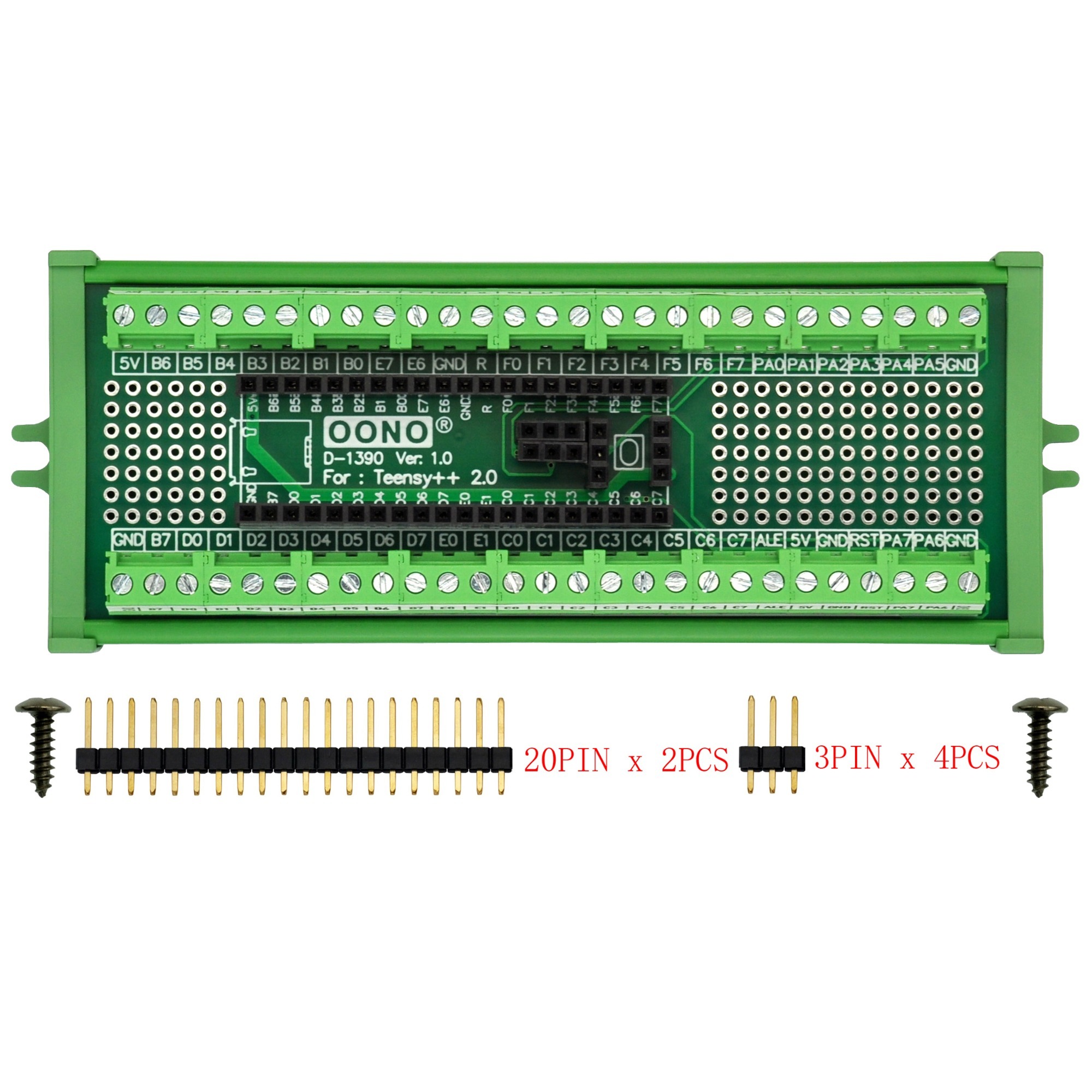 Terminal Block Breakout Board Module for Teensy++ 2.0, Screw Mount Version