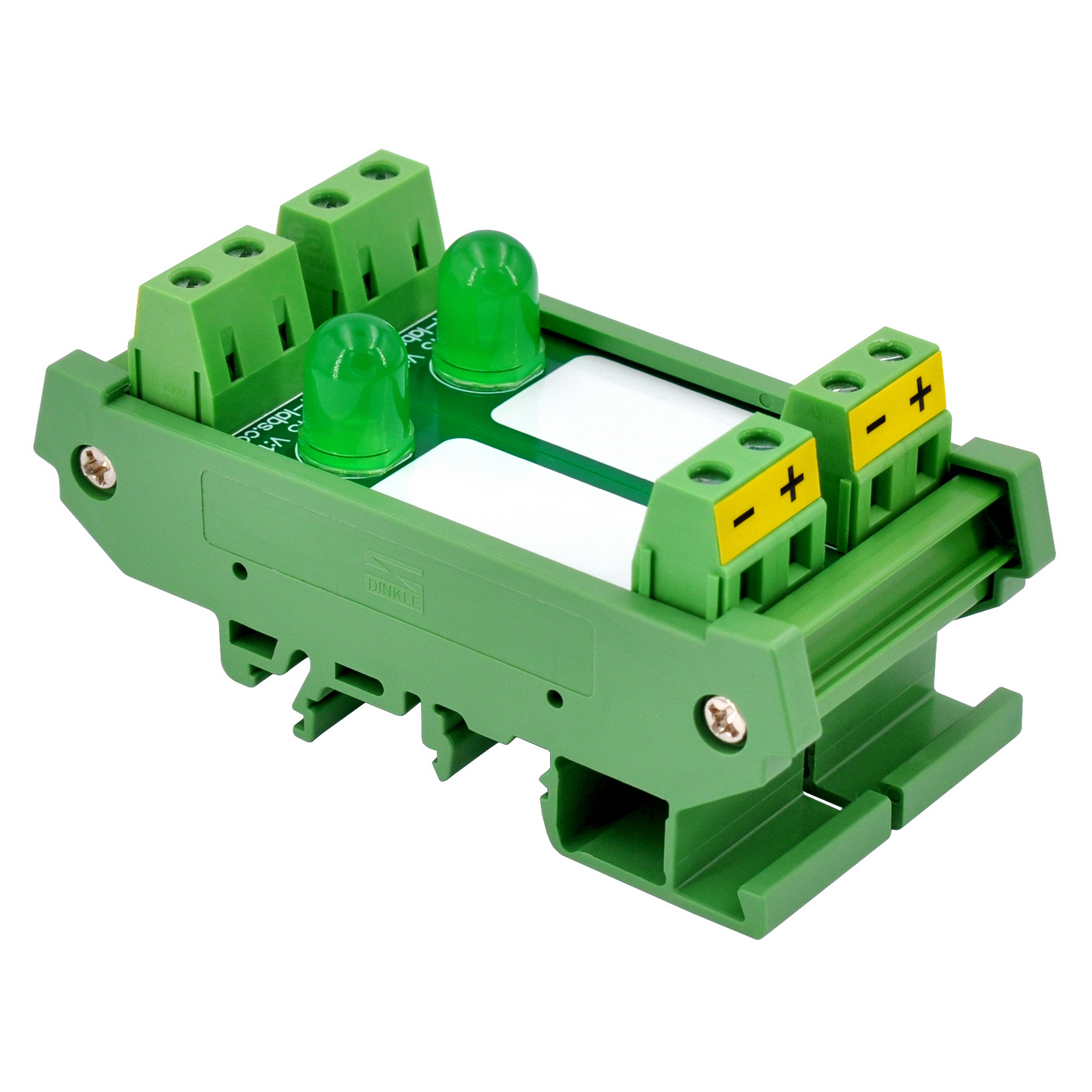 DIN Rail Mount DC 5-32V 2 Channel Green 10mm LED Indicator Light Module