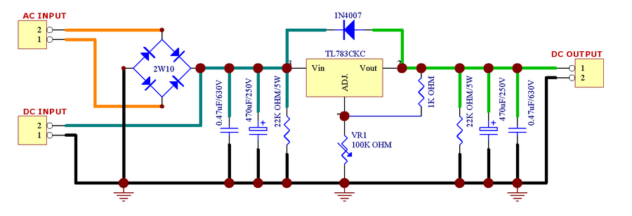 ELECTRONICS-SALON High-Voltage Adjustable Regulator Module Based on TL783.
