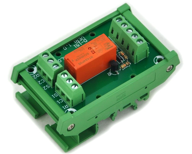 ELECTRONICS-SALON Bistable/Latching DPDT 8 Amp Relay Module, DC5V Coil, with DIN Rail Carrier Housing