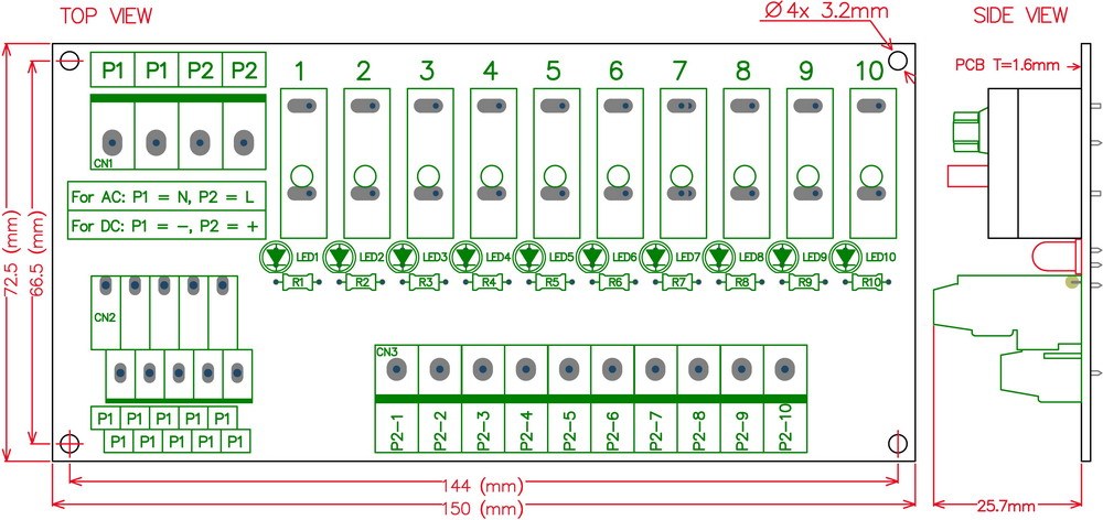 Panel Mount 10 Position Thermal Circuit Breaker Power Distribution Module.