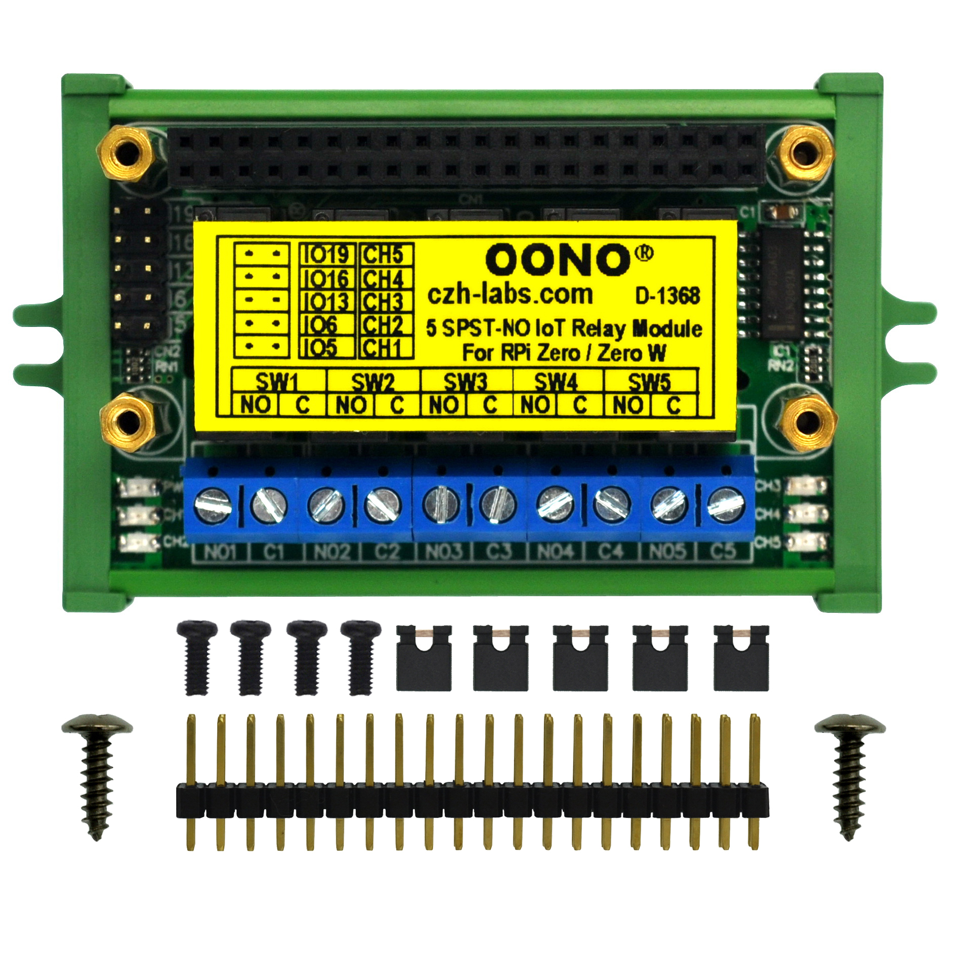 Screw Mount 5 SPST-NO RPi IoT Power Relay Module for Raspberry Pi Zero / Zero-W