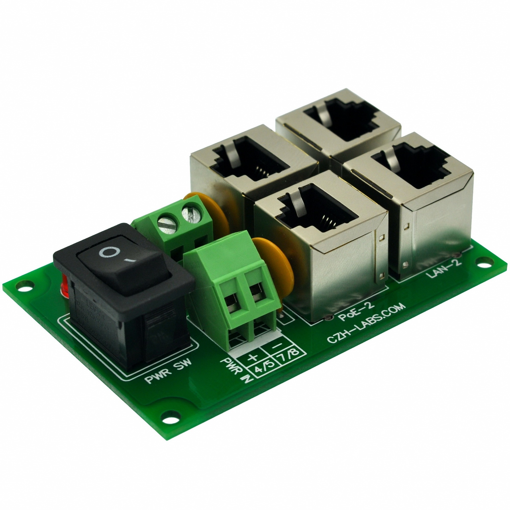 CZH-LABS 2 Ports Passive RJ45 PoE Power Injection Board, Power Over Ethernet Injector Module.
