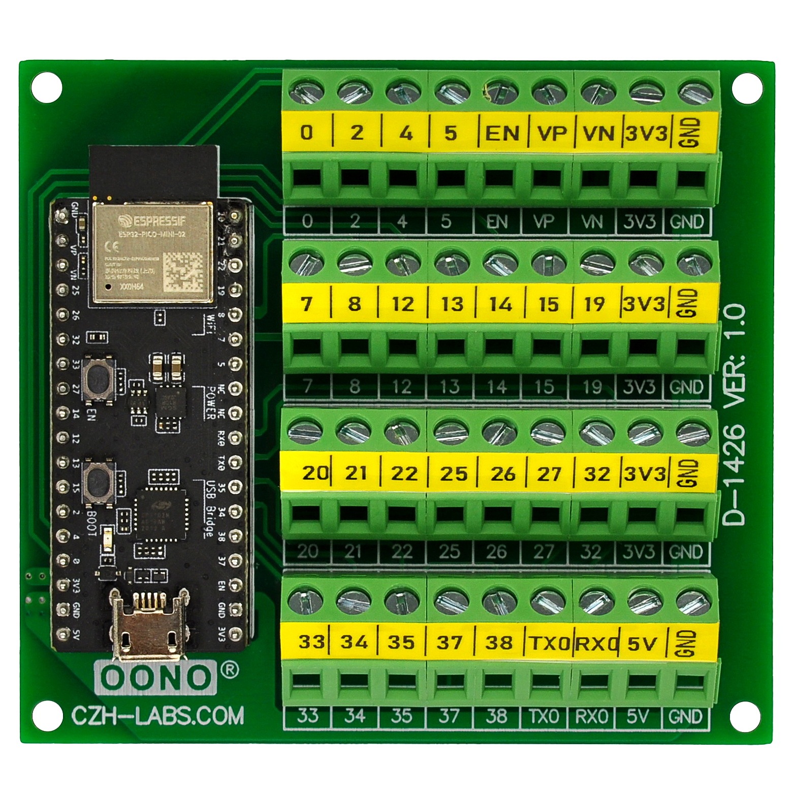 Screw Terminal Block Breakout Module Board for ESP32-PICO-DevKitM-2