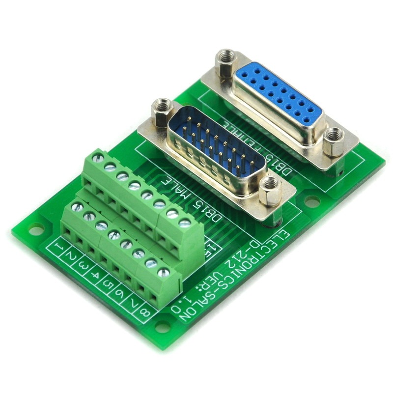 ELECTRONICS-SALON D-SUB DB15 Male/Female Header Breakout Board, DSUB.