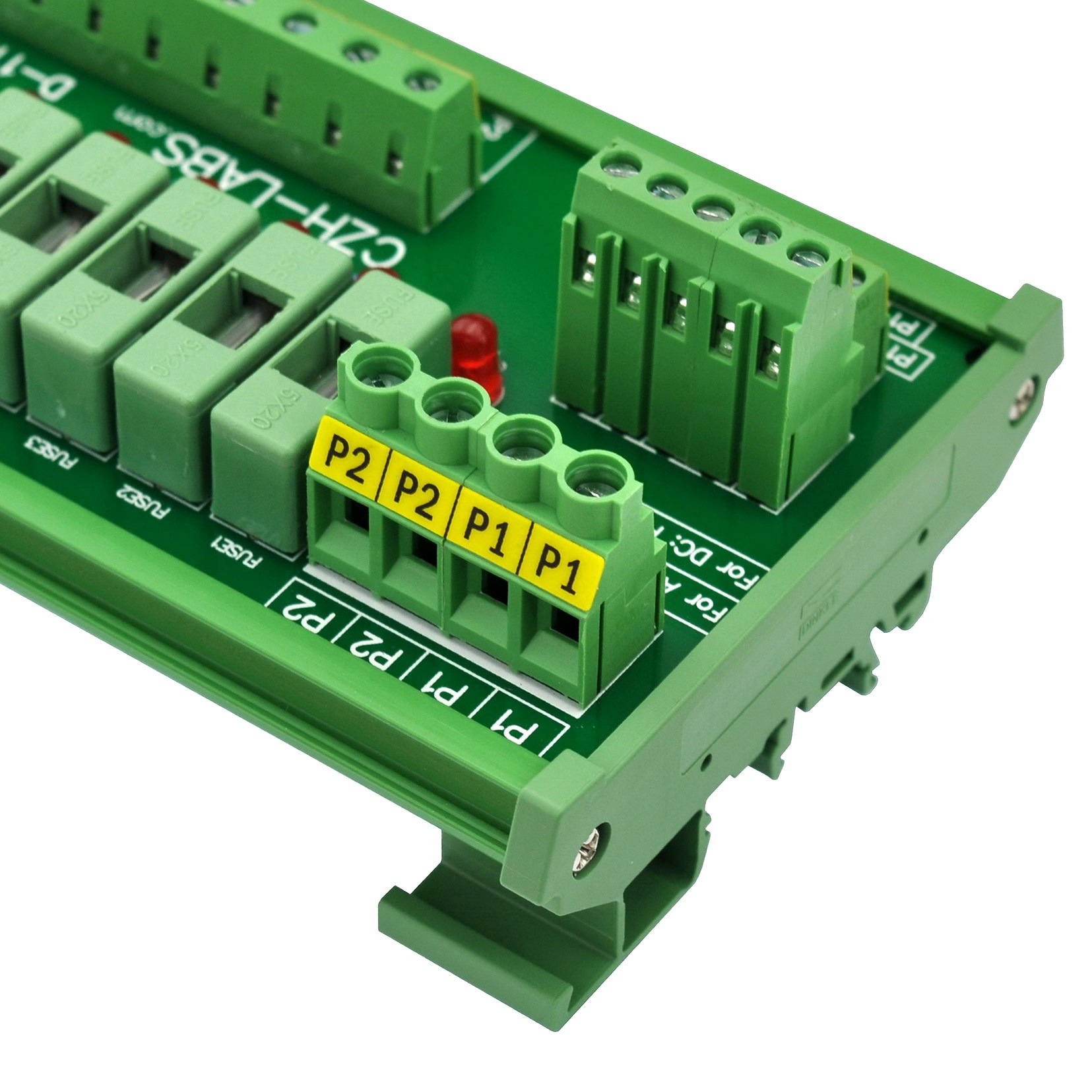 CZH-LABS DIN Rail Mount 80~140VAC 10 Position Power Distribution Fuse Module Board.