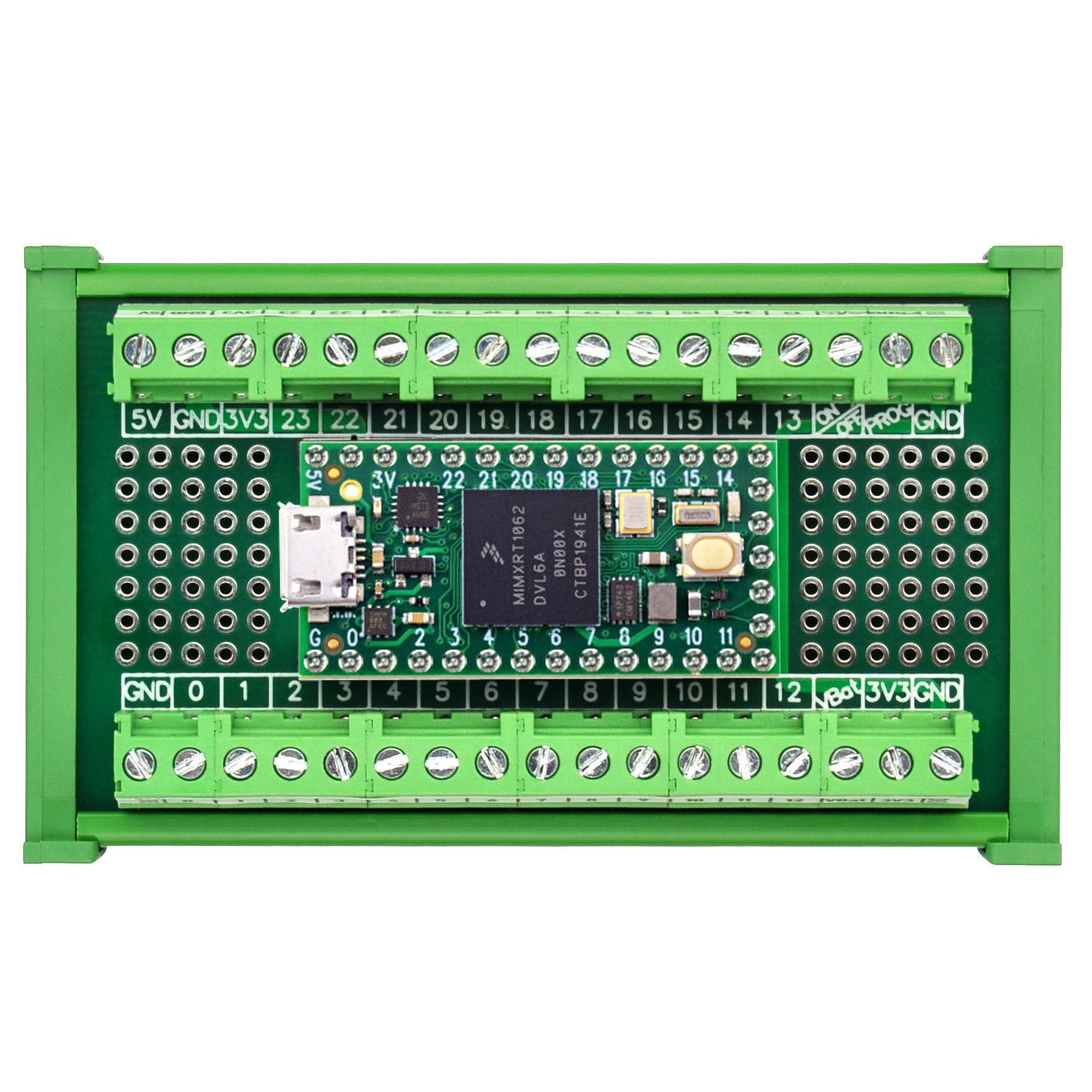 Terminal Block Breakout Board Module for Teensy 4.0, DIN Rail Mount Version
