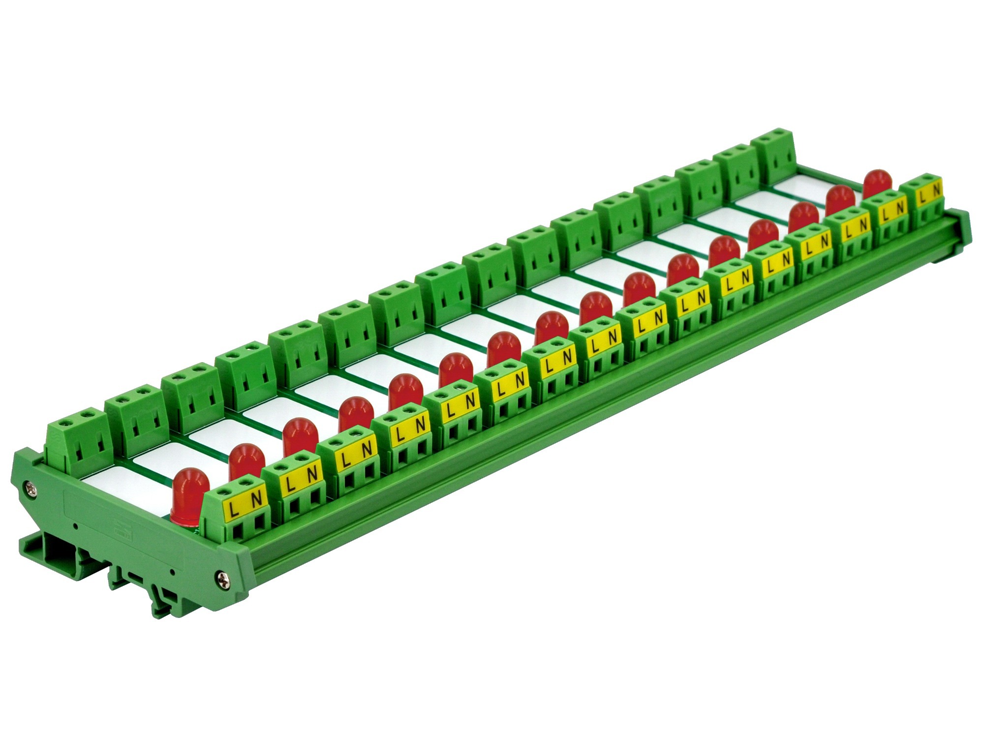 DIN Rail Mount AC 60-280V 16 Channel Red 10mm LED Indicator Light Module