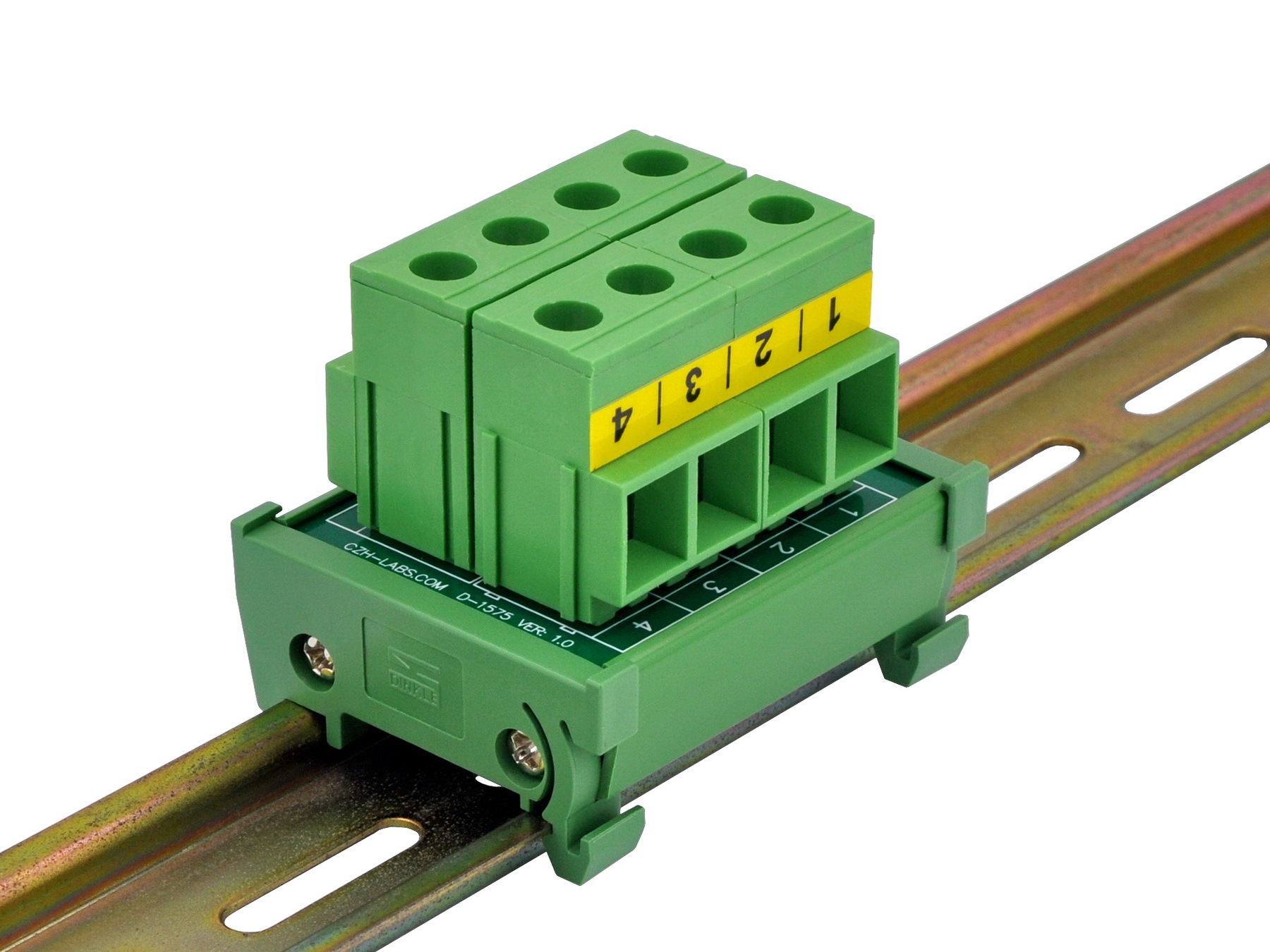 DIN Rail Mount 52Amp 300V 4 Position Screw Terminal Block Distribution Module