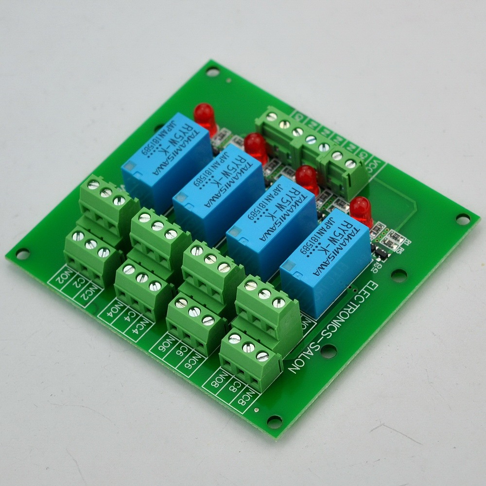 ELECTRONICS-SALON 4 DPDT Signal Relay Module Board, DC 5V Version, for Arduino Raspberry-Pi 8051 PIC.