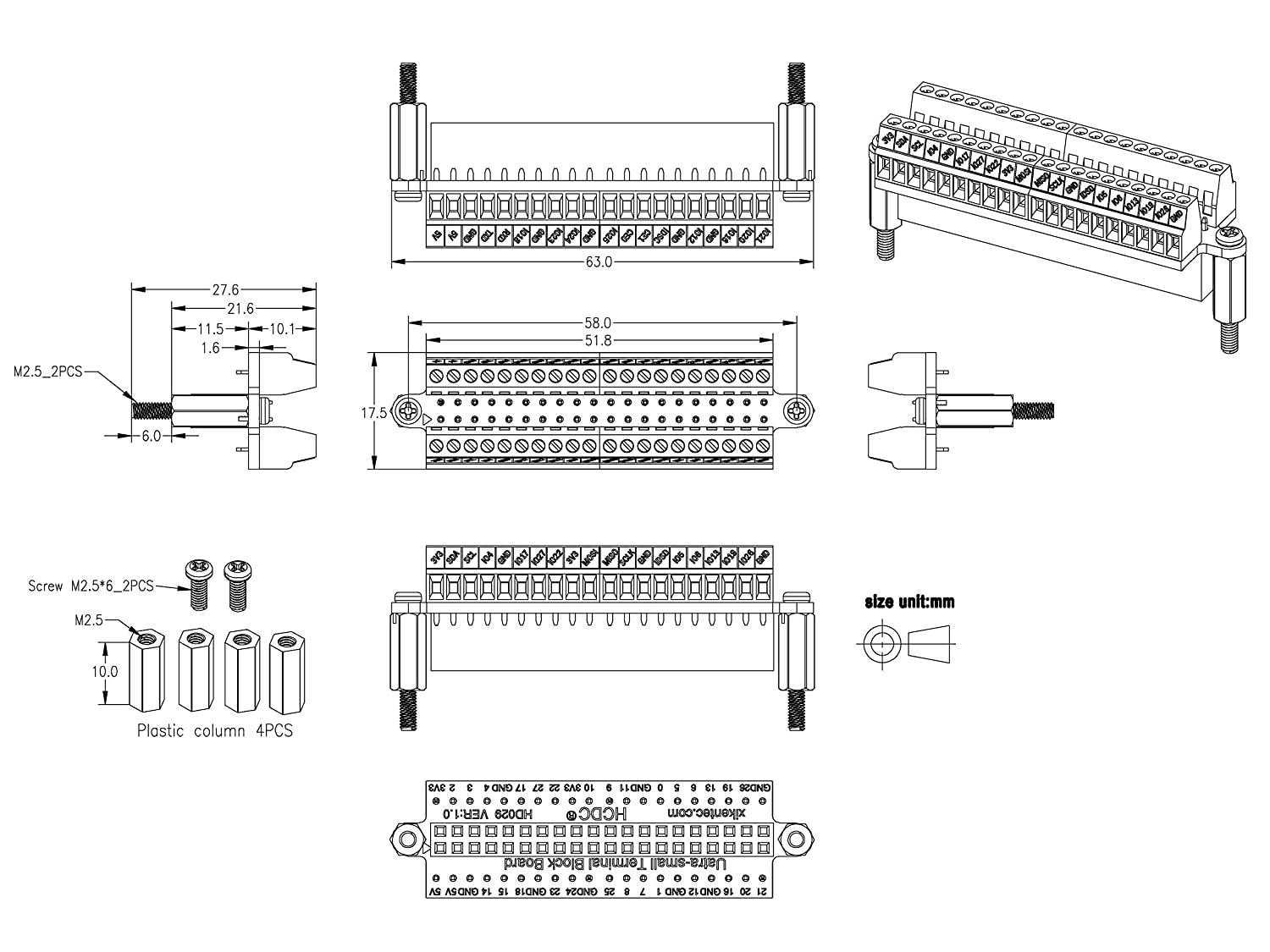 Ultra-Small RPi Pinout Terminal Block Breakout Board Module for Raspberry Pi