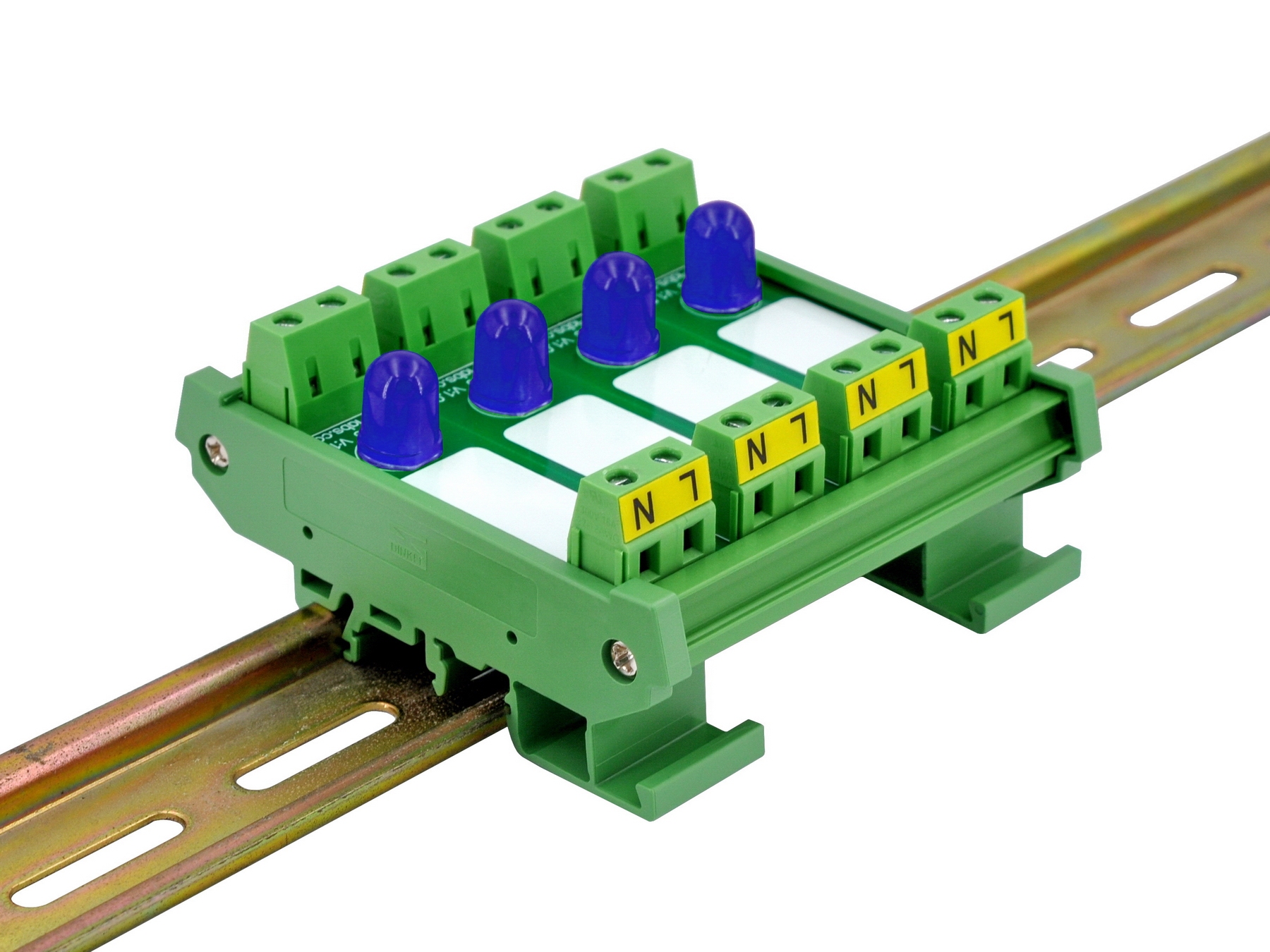 DIN Rail Mount AC 60-280V 4 Channel Blue 10mm LED Indicator Light Module
