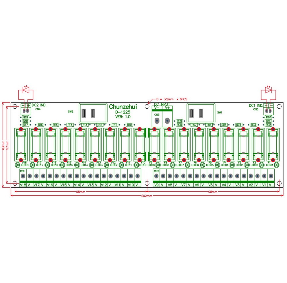 Chunzehui 18 Channels 12V/24V 20A Power Distribution Fuse Module, For CCTV Security Camera ect DIY.