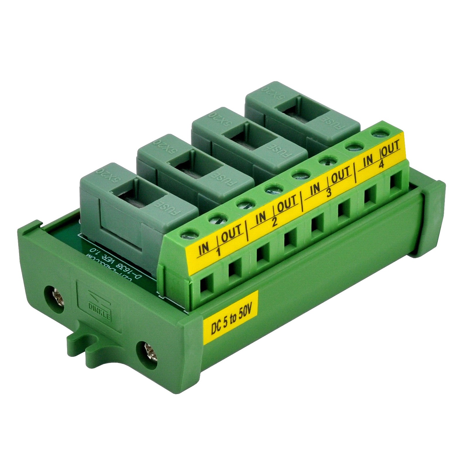 Screw Mount DC 5 - 50V 4 Channel Fuse Module, OONO D-1638DP