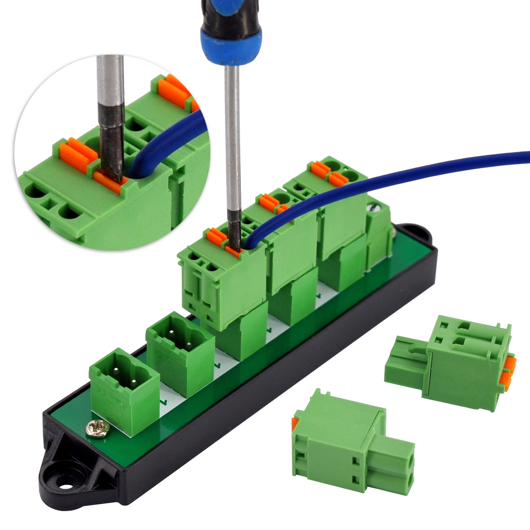 16Amp 300V 2x6 Position Pluggable Screwless Terminal Block Distribution Module. OONO D-1652GPN