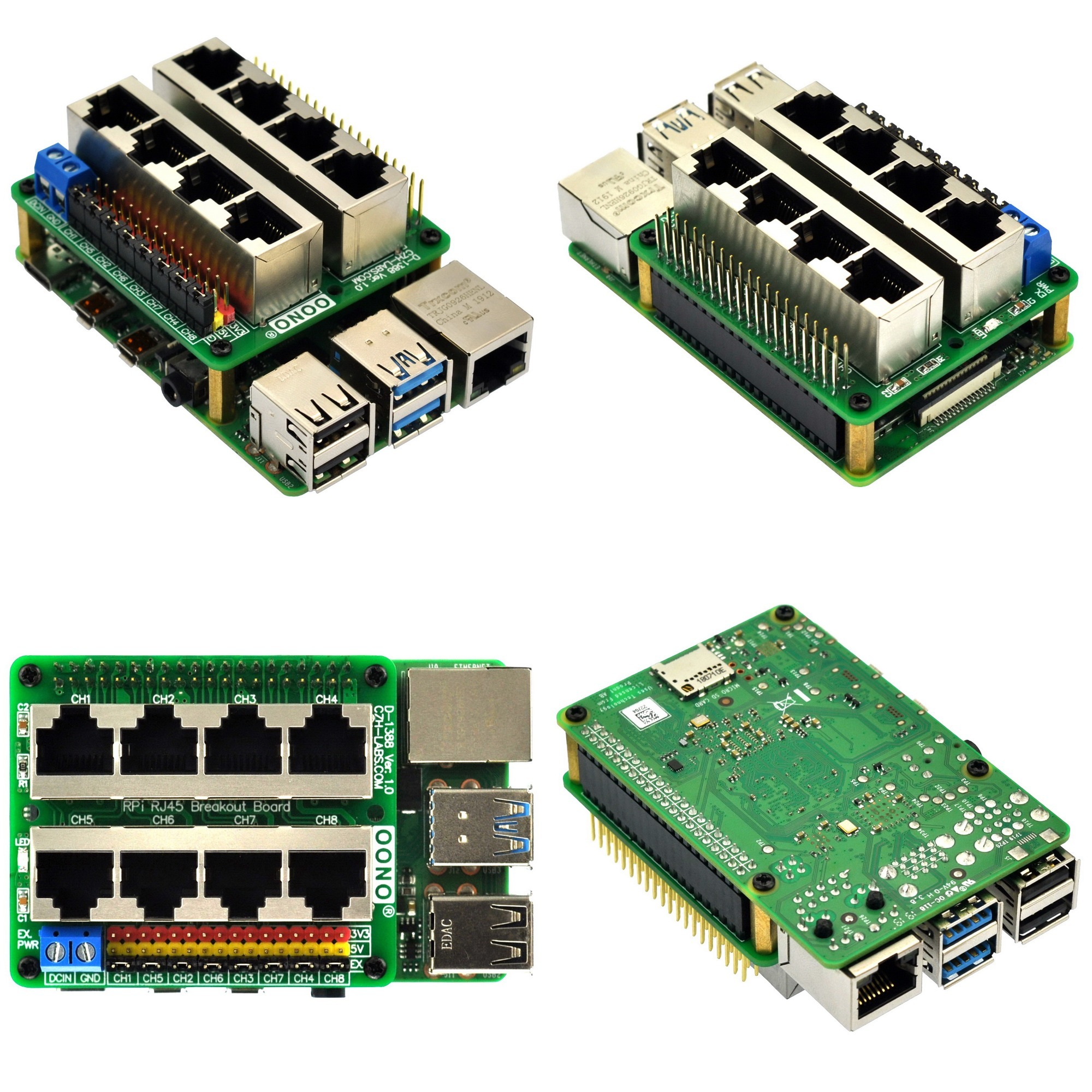 RJ45 GPIO Pinout Breakout Board for Raspberry Pi 1A+ 1B+ 2B 3B 3B+ 3A+ 4B Zero-W