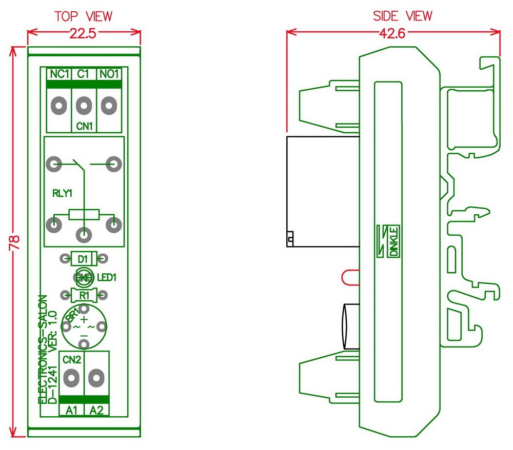 ELECTRONICS-SALON AC/DC 12V Slim DIN Rail Mount 10Amp SPDT Power Relay Interface Module, JS1-12V-F.