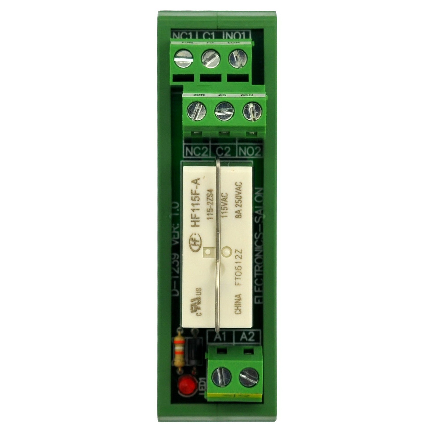 ELECTRONICS-SALON AC 115V Slim DIN Rail Mount 8Amp DPDT Power Relay Interface Module,  115VAC.