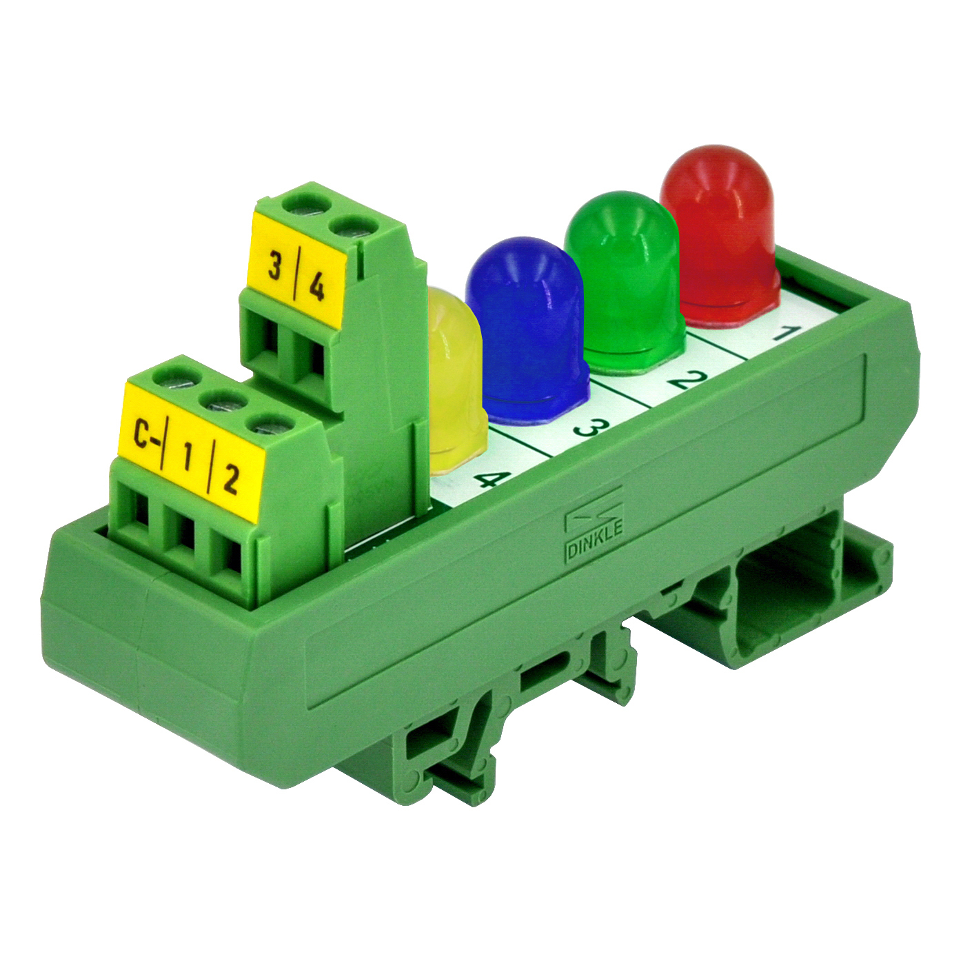 DIN Rail Mount DC 5-32V Common Negative 4 Colors 10mm LED Indicator Light Module, Red-Green-Blue-Yellow