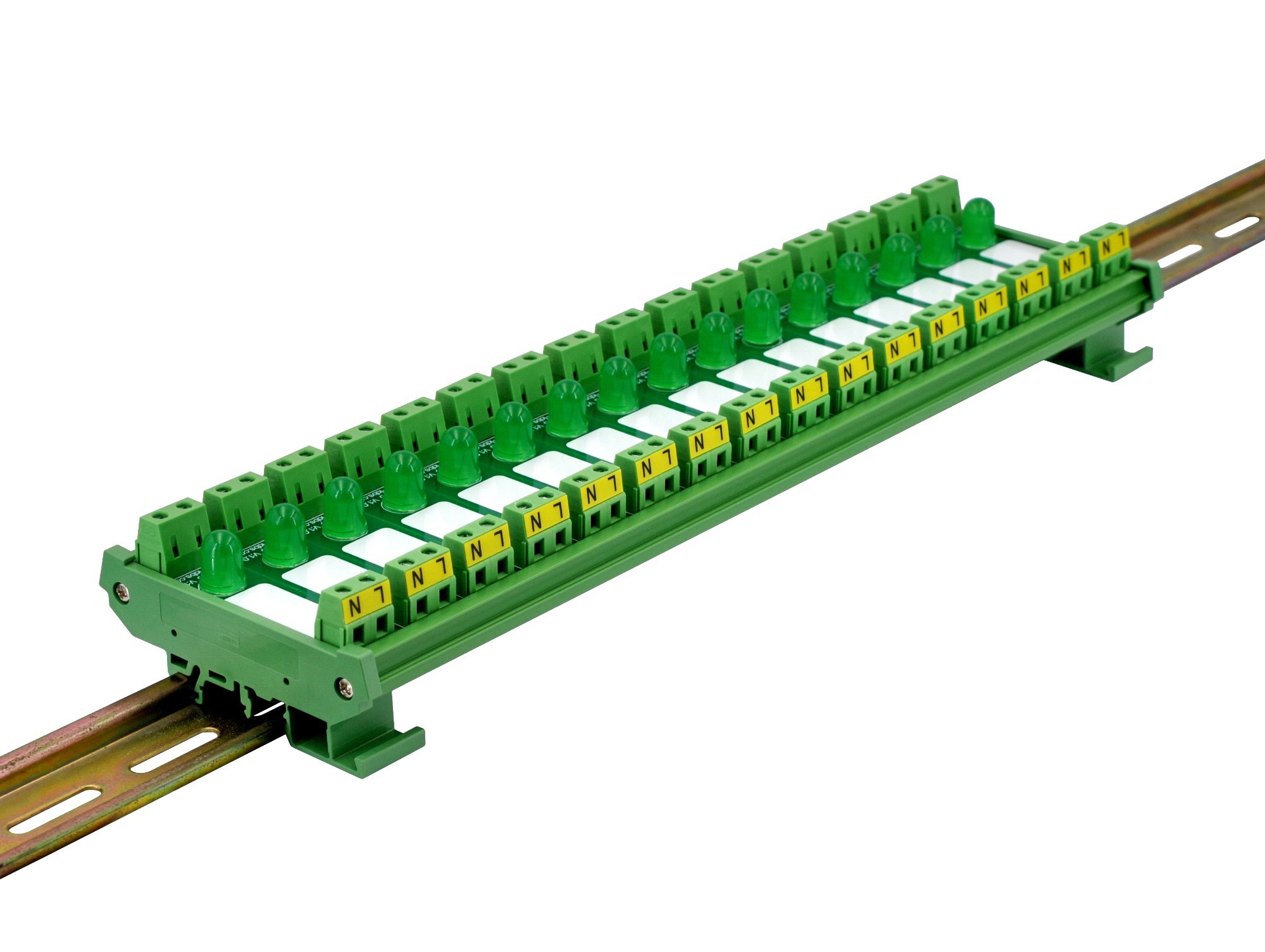 DIN Rail Mount AC 60-280V 16 Channel Green 10mm LED Indicator Light Module