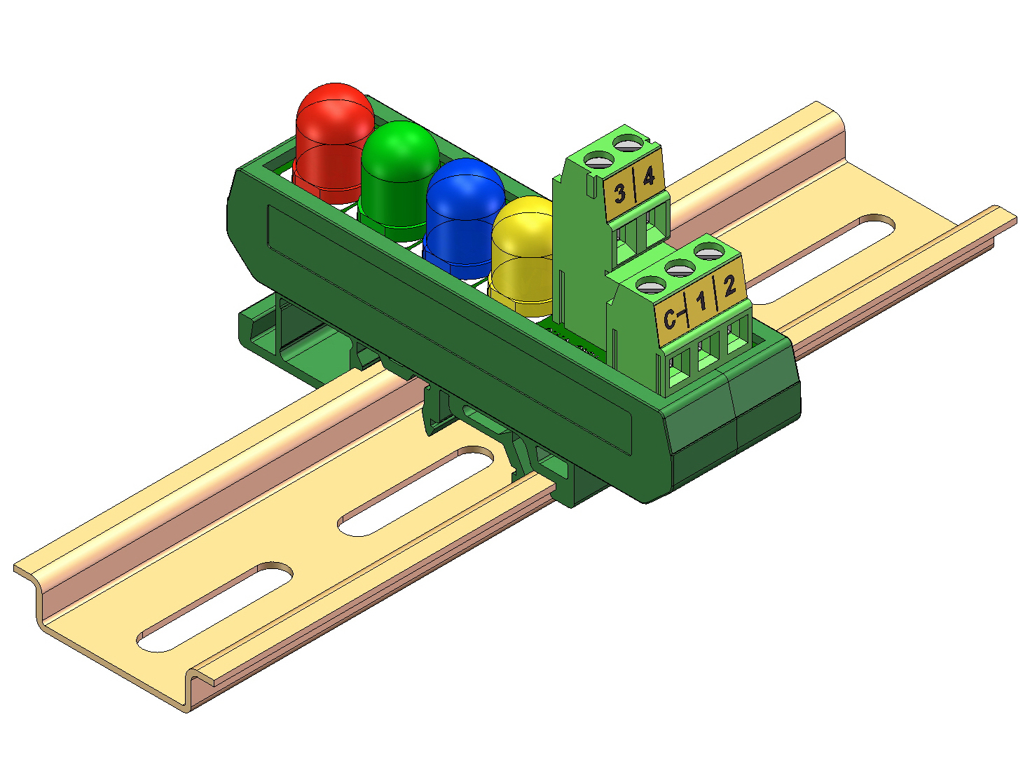 DIN Rail Mount DC 5-32V Common Negative 4 Colors 10mm LED Indicator Light Module, Red-Green-Blue-Yellow