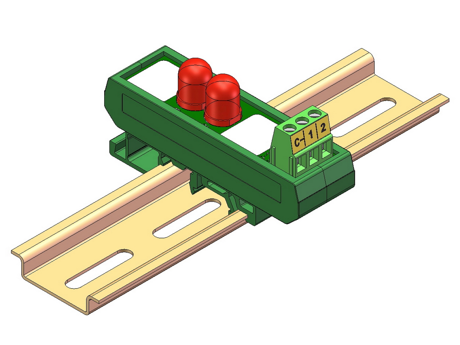 DIN Rail Mount DC 5-32V Common Negative 2 Red 10mm LED Indicator Light Module