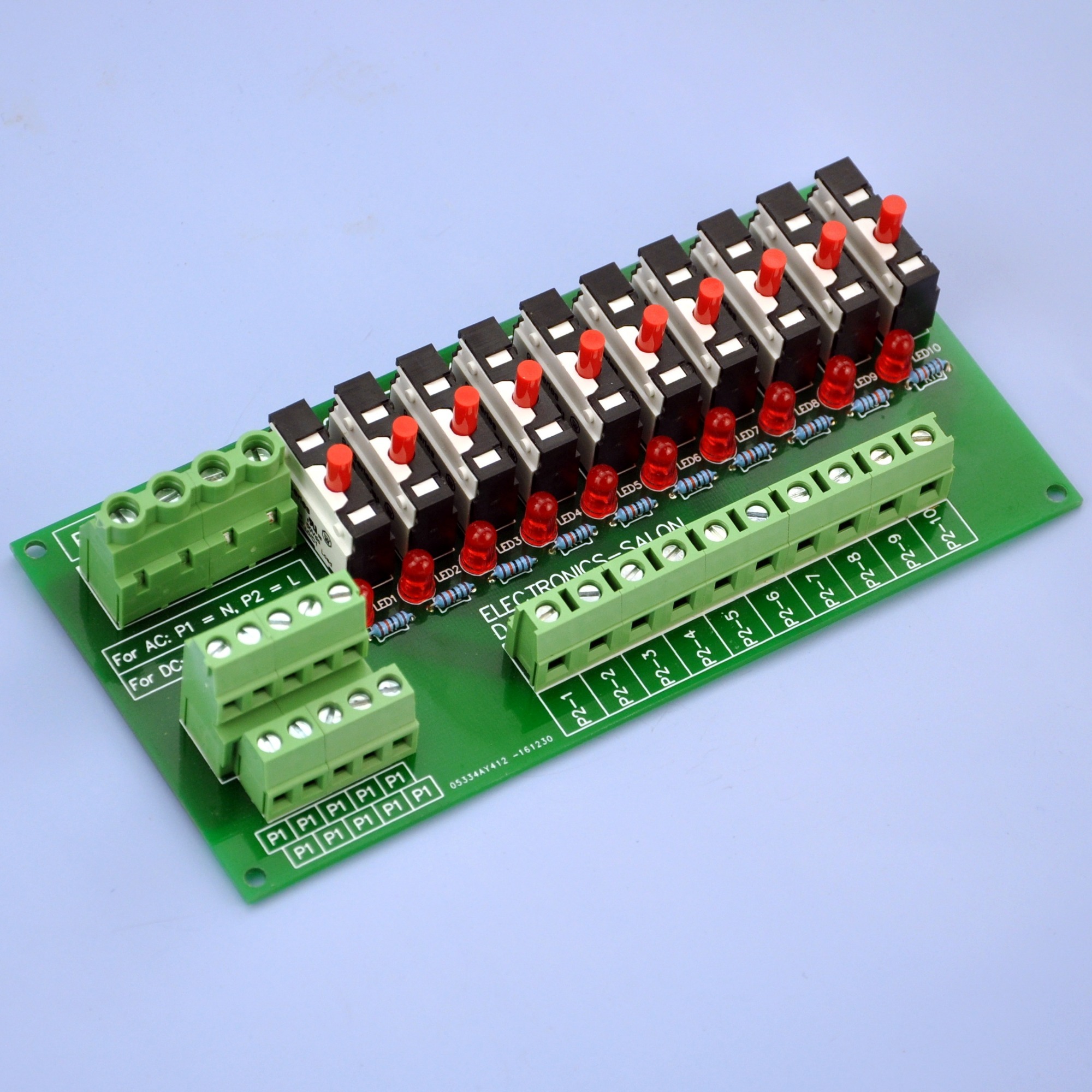 Panel Mount 10 Position Thermal Circuit Breaker Power Distribution Module.