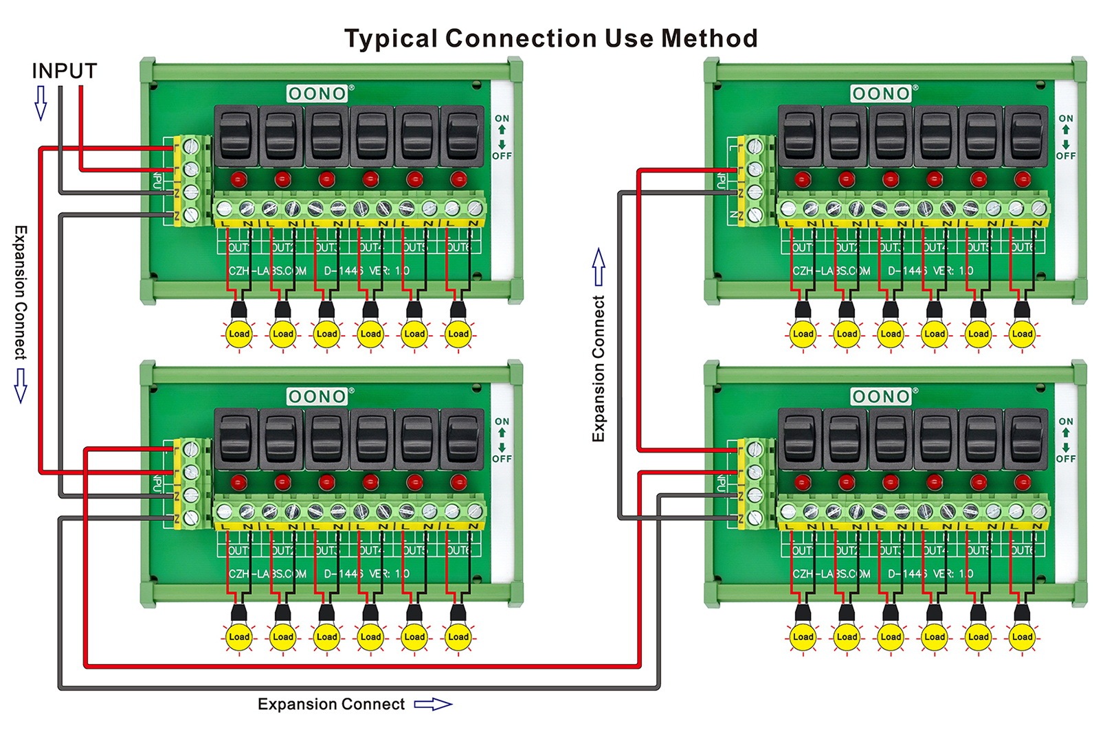 DIN Rail Mount 6 Channel Paddle Rocker Switch AC 115V 230V Power Distribution Strip Module