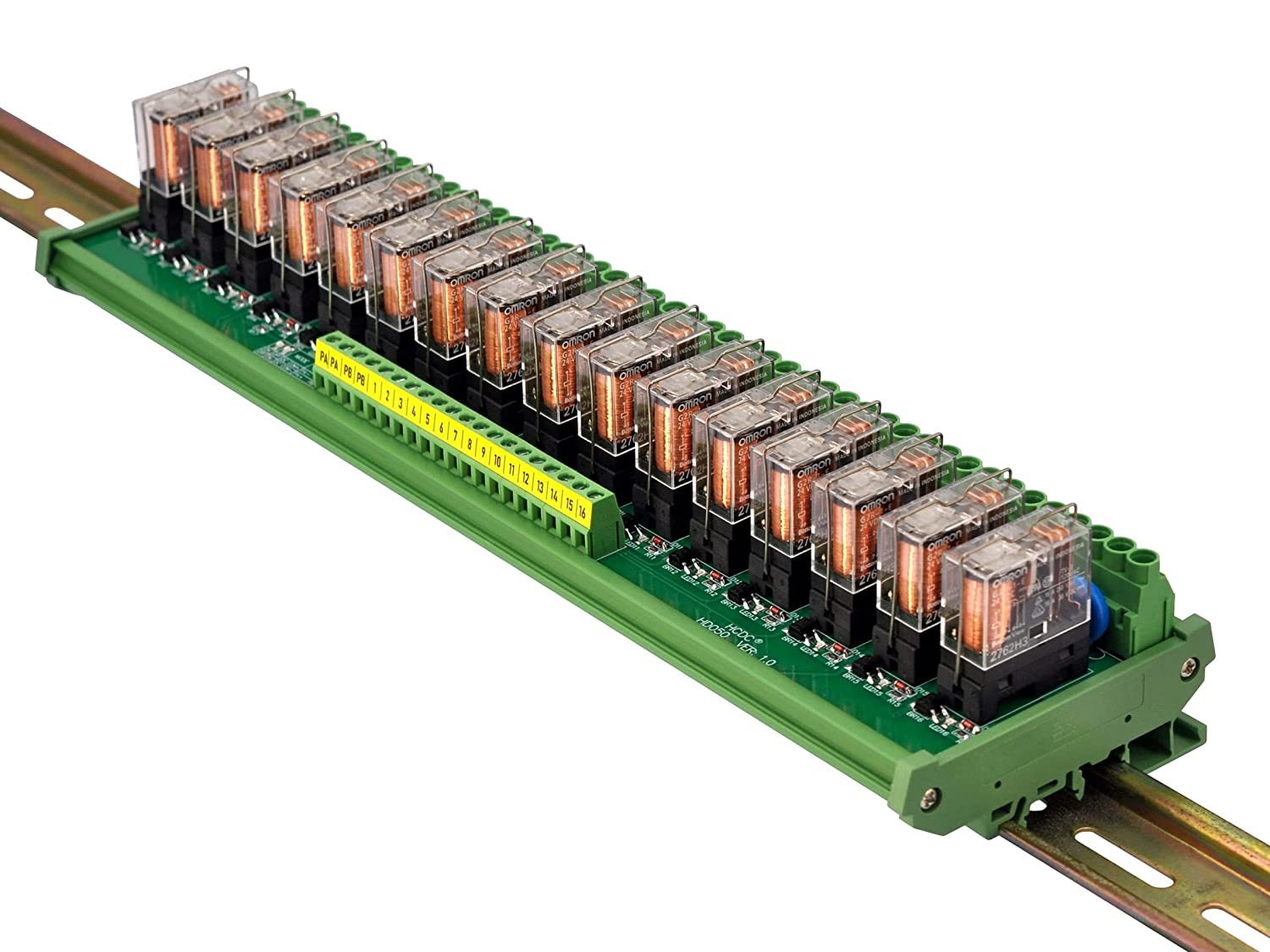 AC/DC 12V Coil 16-SPDT Pluggable Power Relay Module, 16A 250VAC/30VDC