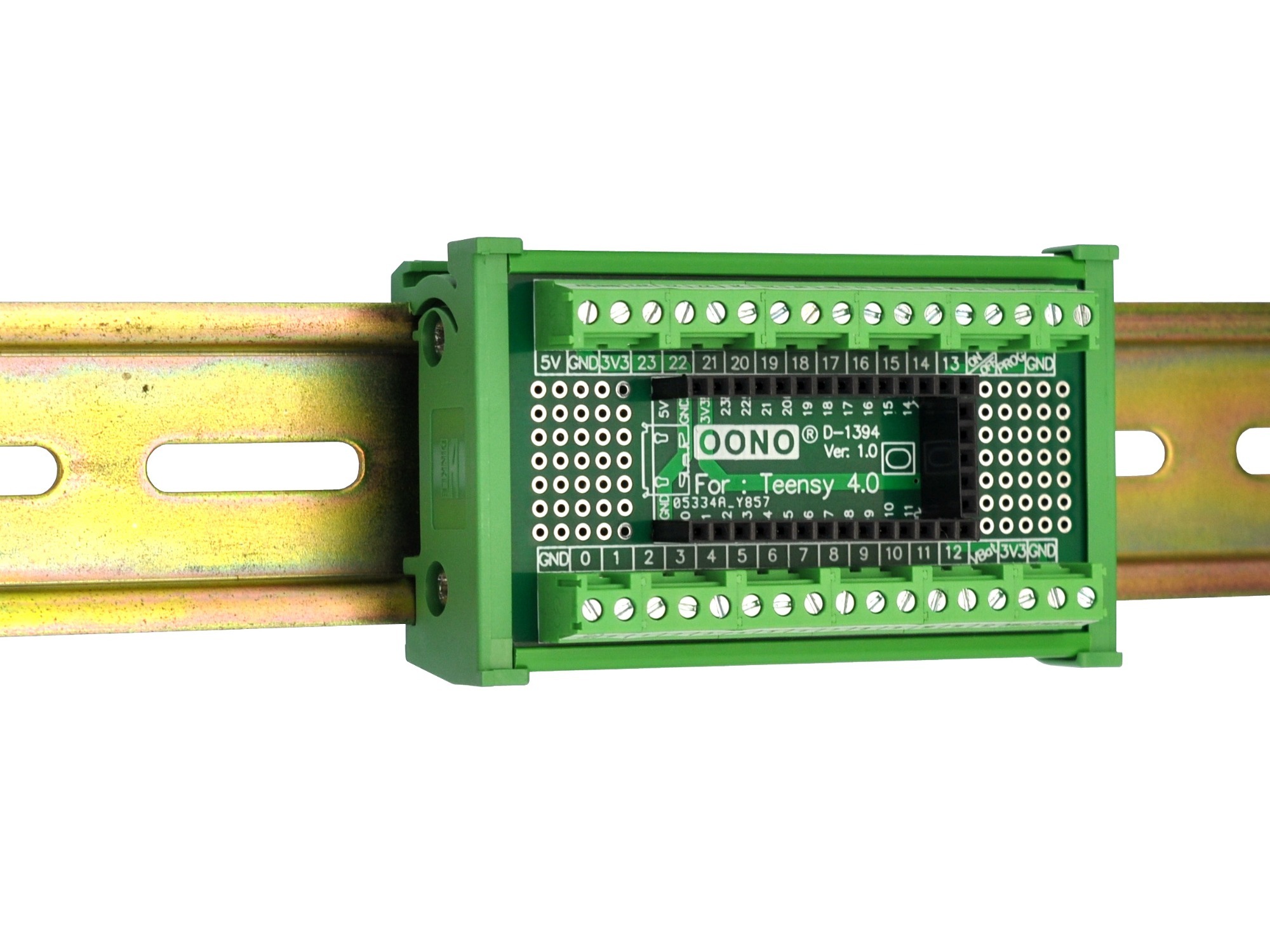 Terminal Block Breakout Board Module for Teensy 4.0, DIN Rail Mount Version