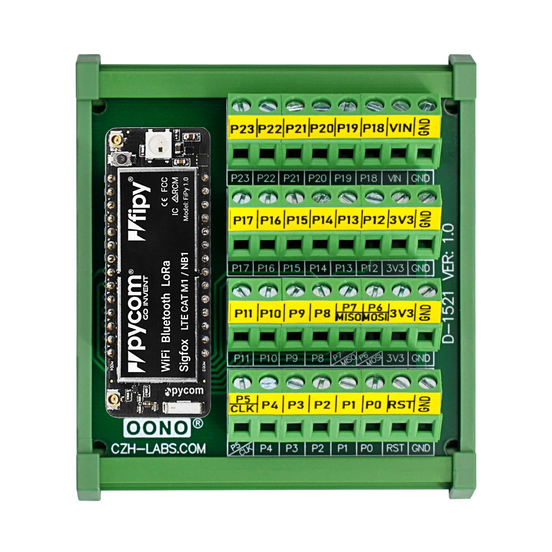 DIN Rail Mount Terminal Block Breakout Module Board for Pycom WiPy LoPy SiPy FiPy