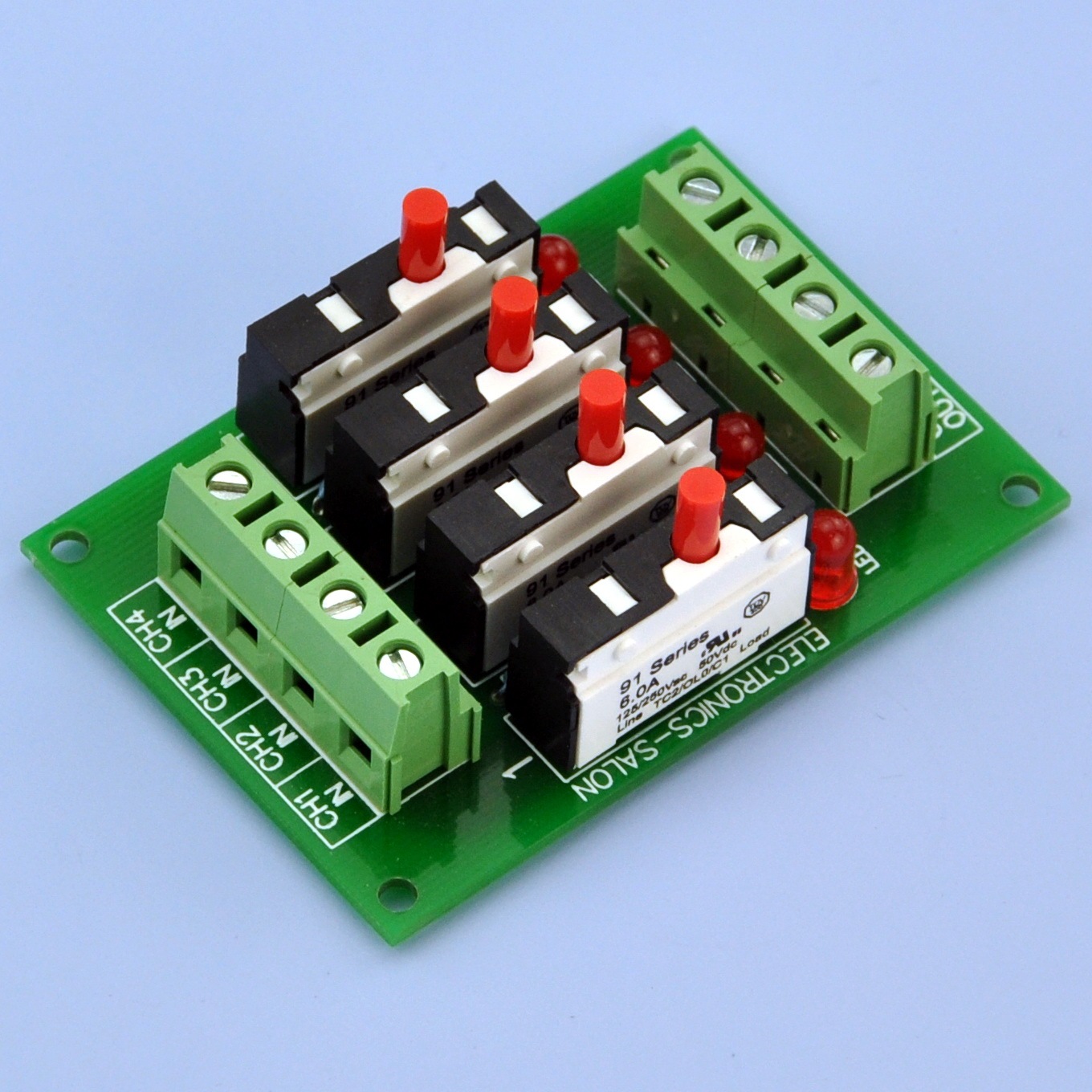 Panel Mount Independent 4 Channels Thermal Circuit Breaker Module.
