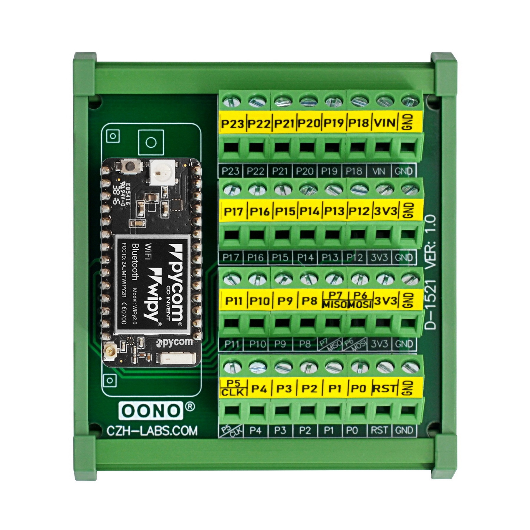 DIN Rail Mount Terminal Block Breakout Module Board for Pycom WiPy LoPy SiPy FiPy