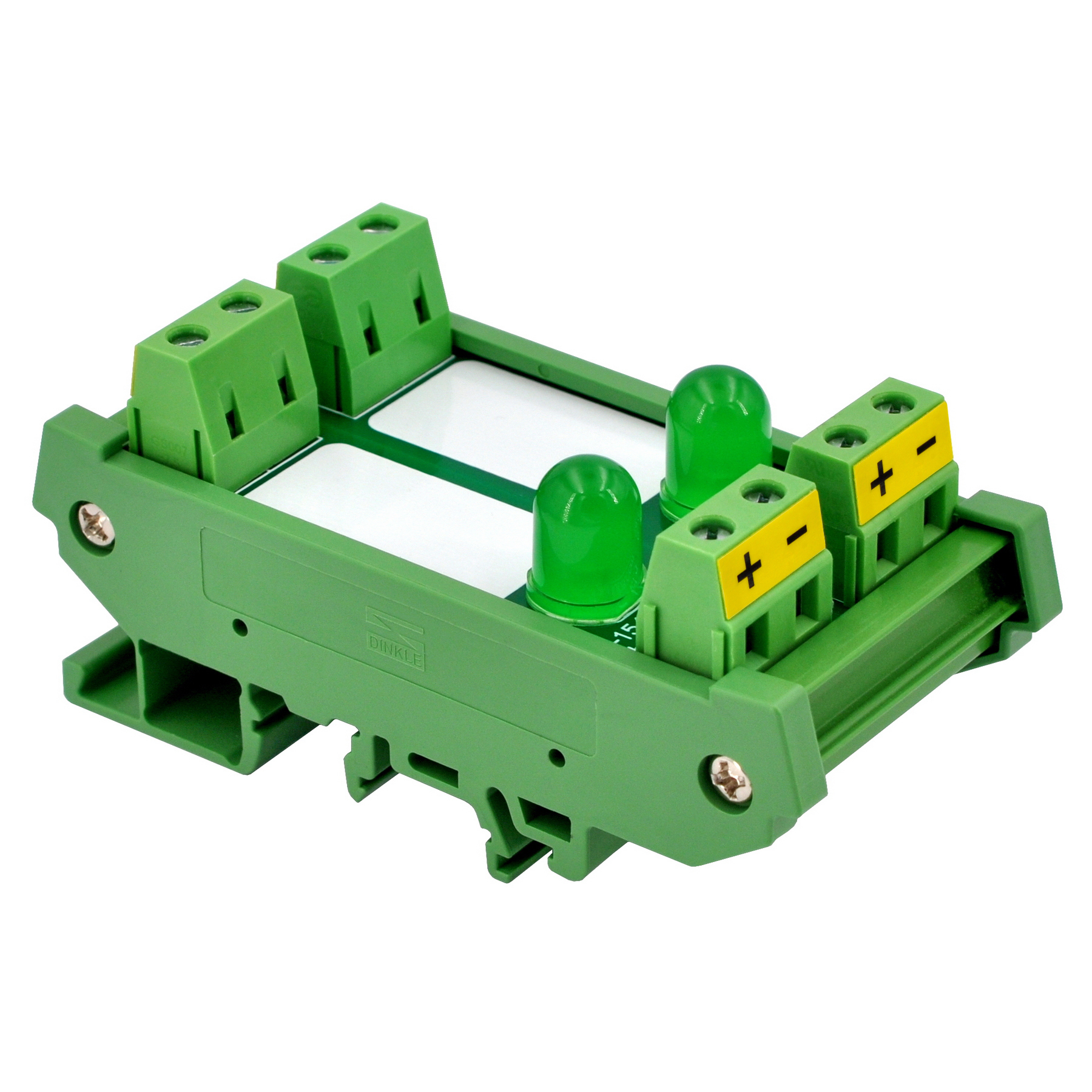 DIN Rail Mount DC 5-32V 2 Channel Green 10mm LED Indicator Light Module