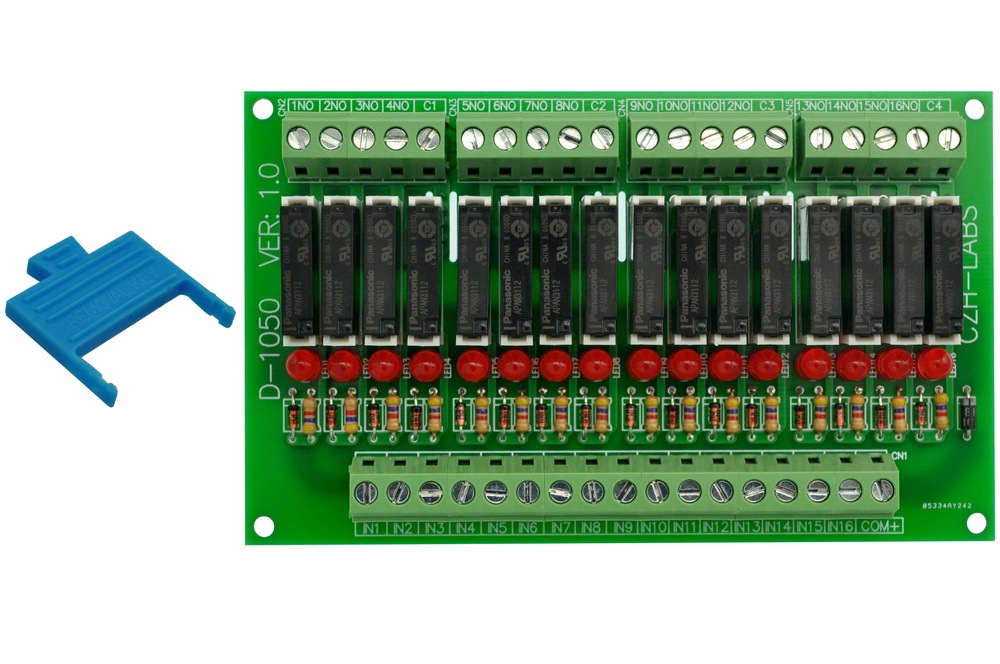 CZH-LABS Slim Panel Mount DC12V Sink/NPN 16 SPST-NO 5A Power Relay Module, APAN3112