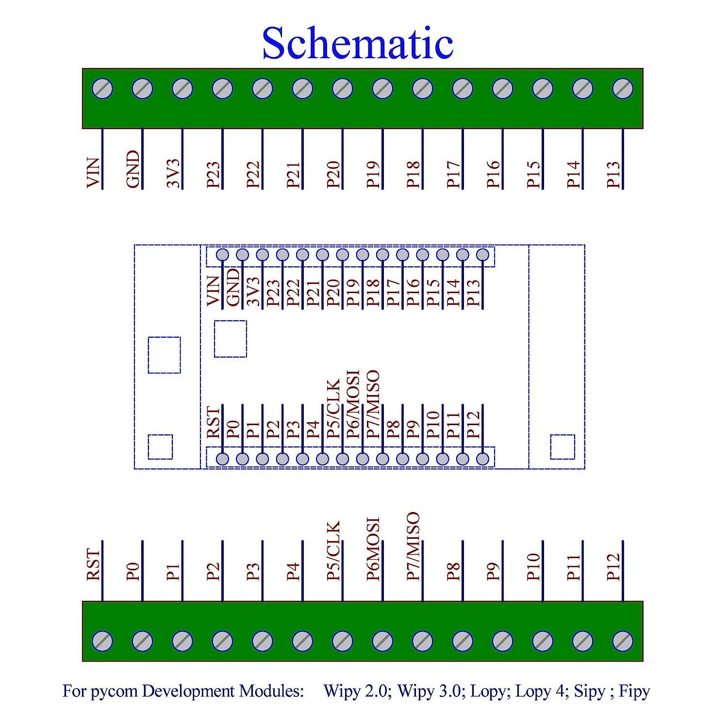 Terminal Block Breakout Board Module for Pycom WiPy LoPy SiPy FiPy (Screw Mount)